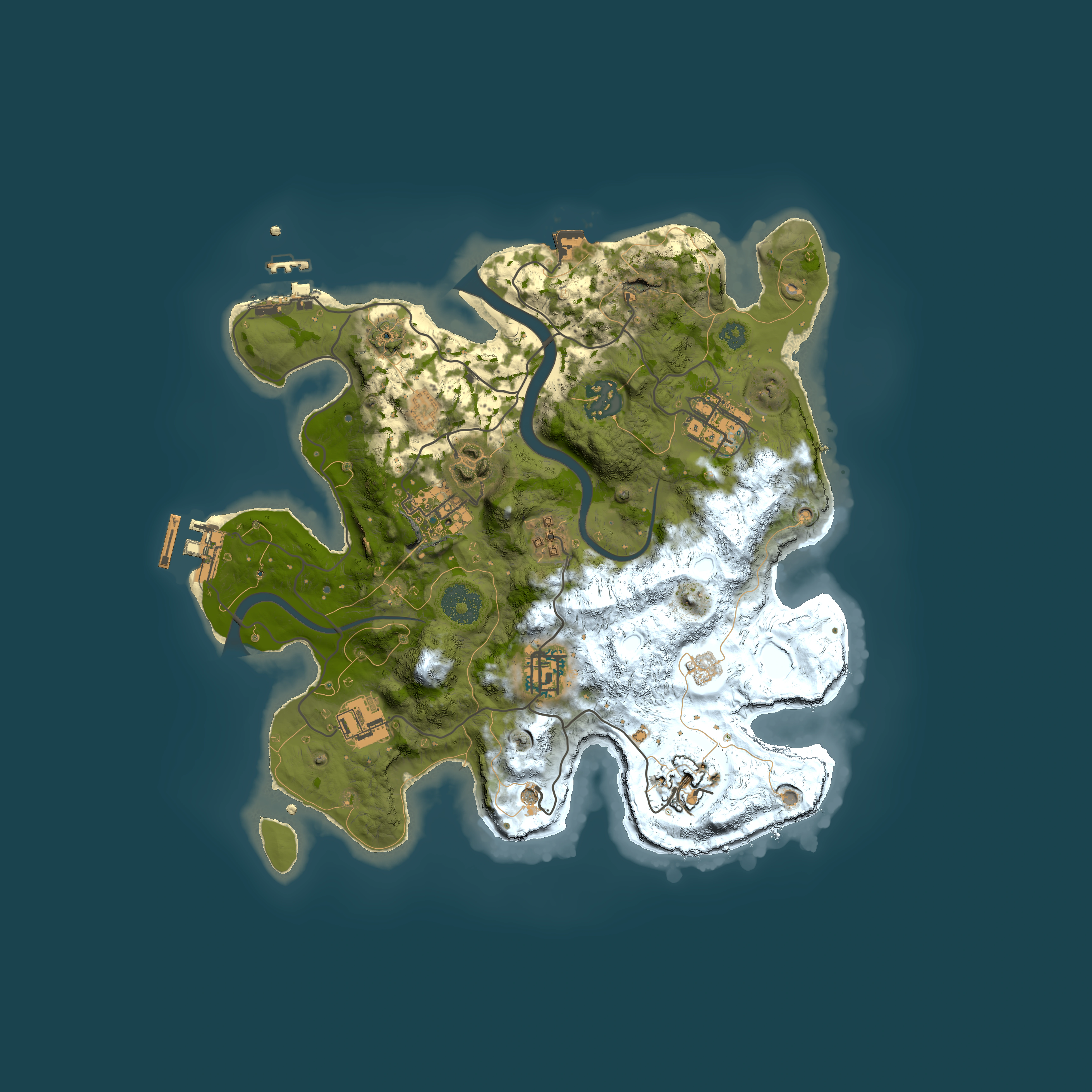 Full top-down render of Rust map seed 227002660, 3000x3000m