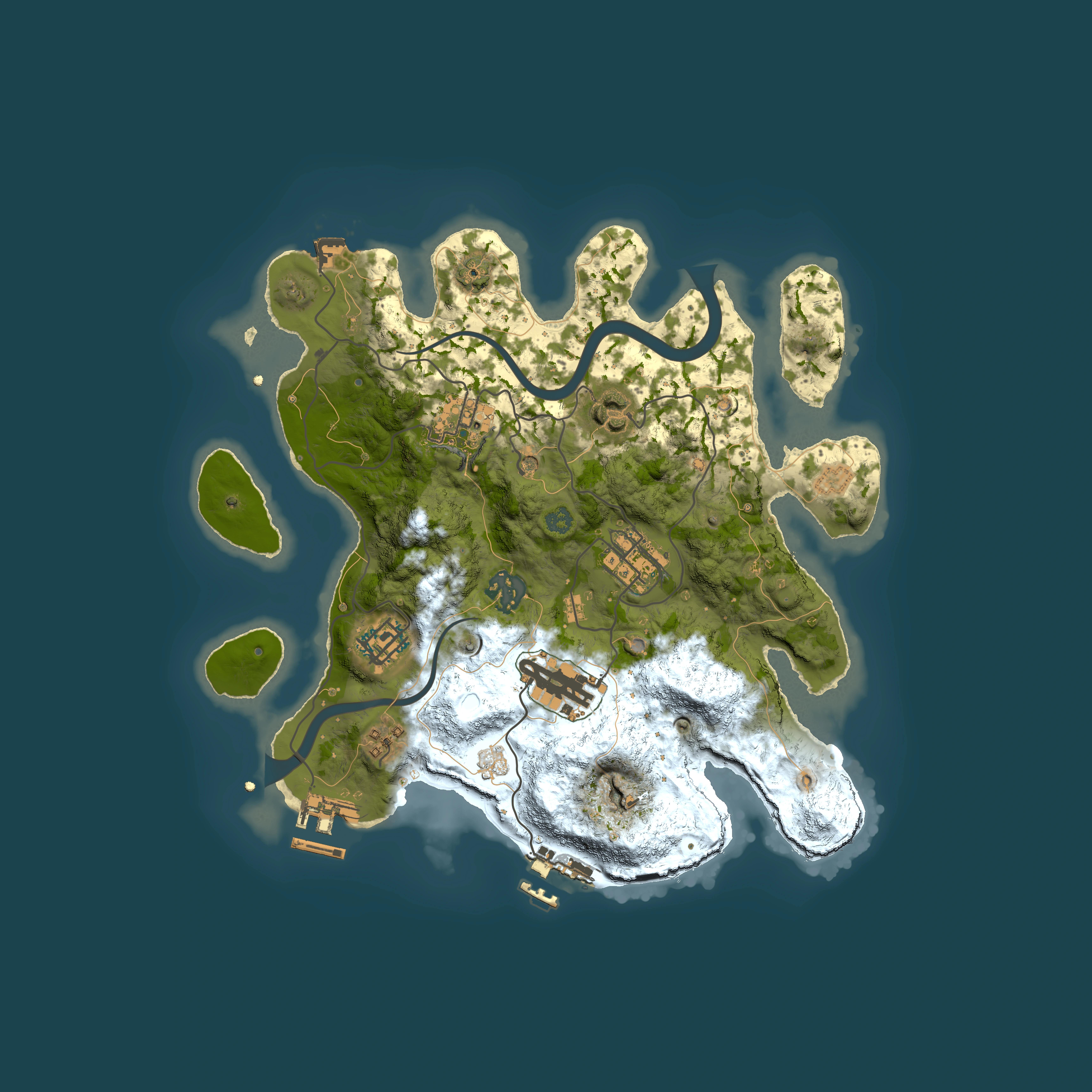 Full top-down render of Rust map seed 2130887257, 3000x3000m
