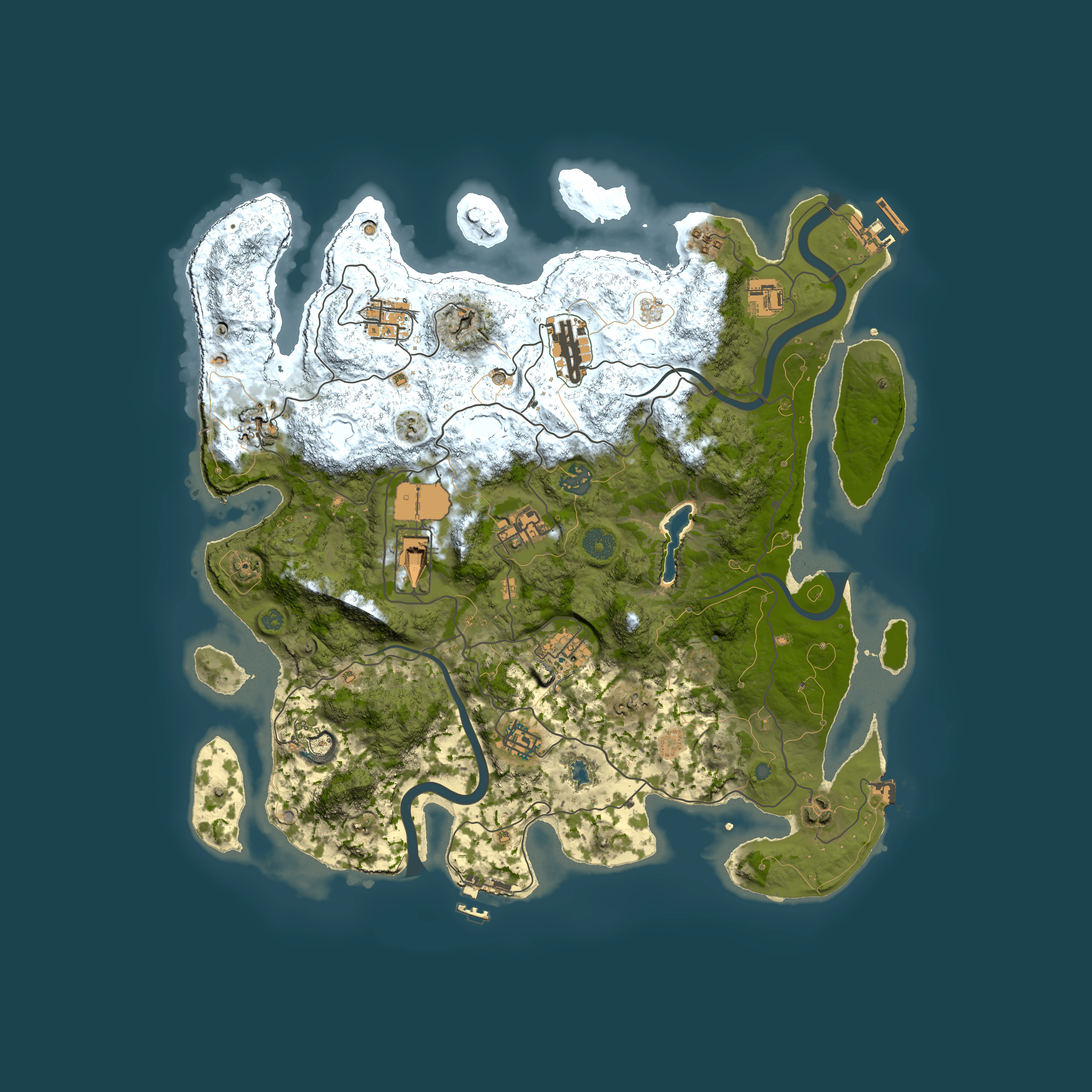 Full top-down render of Rust map seed 1130203664, 4000x4000m