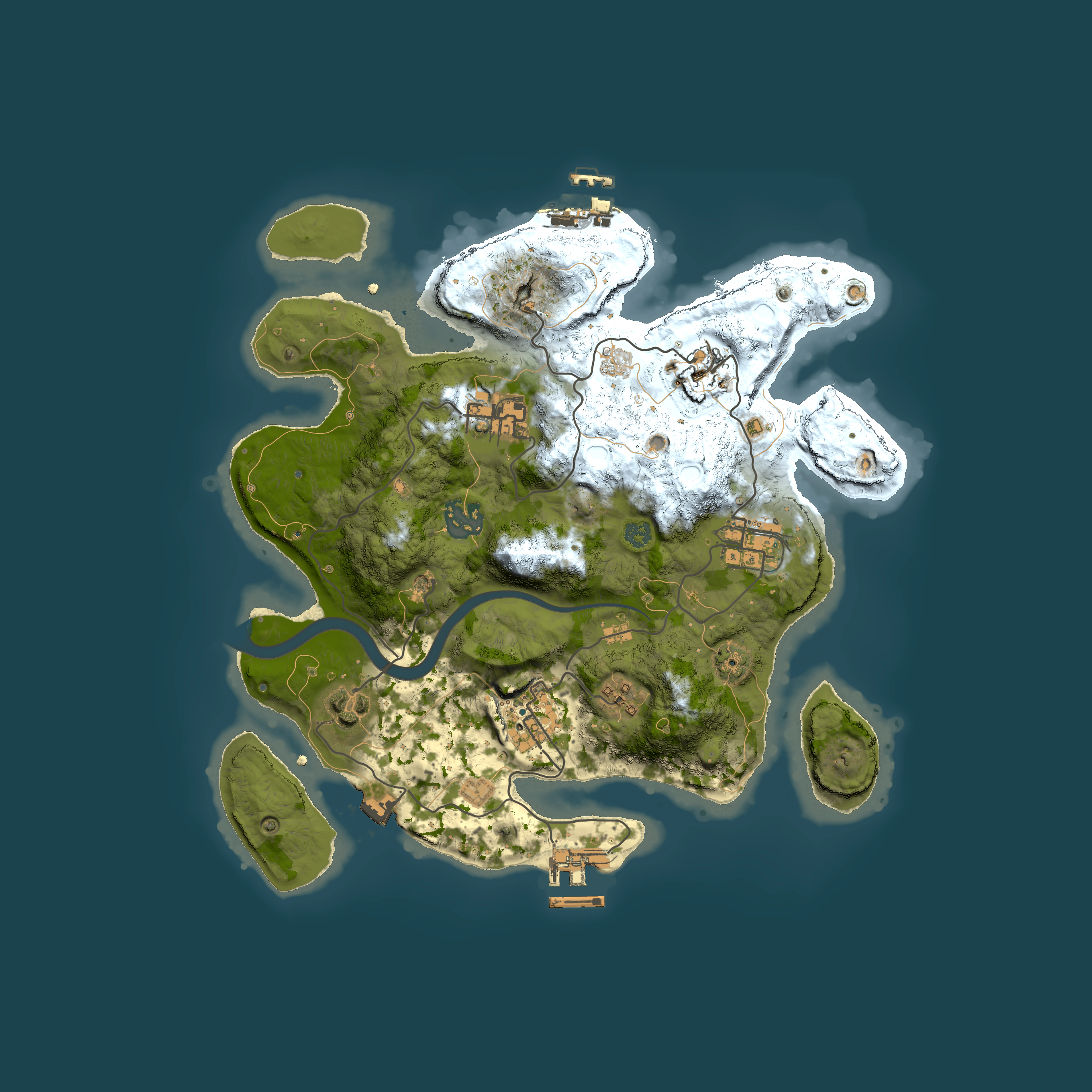 Full top-down render of Rust map seed 991139592, 3000x3000m