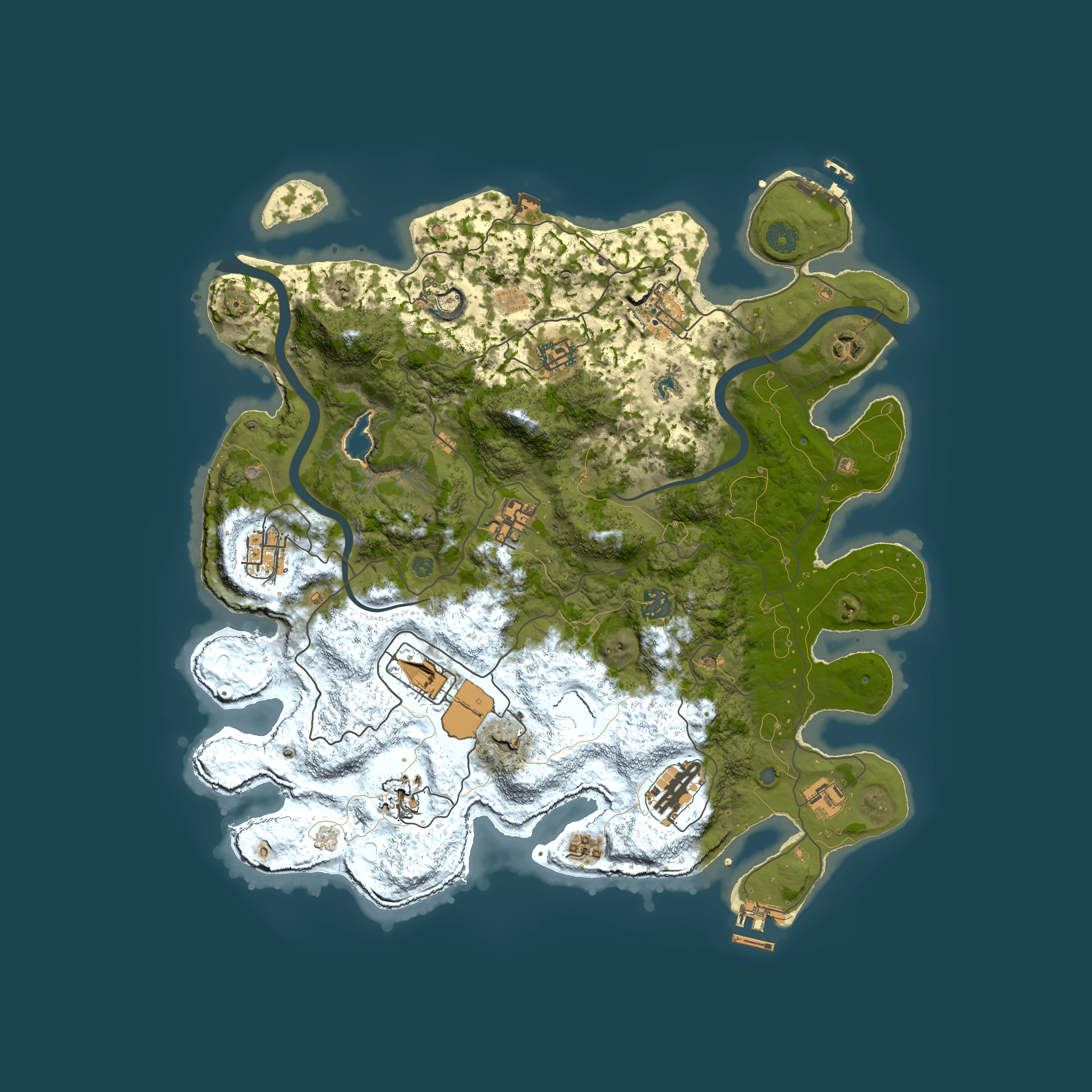 Full top-down render of Rust map seed 1091896054, 4000x4000m