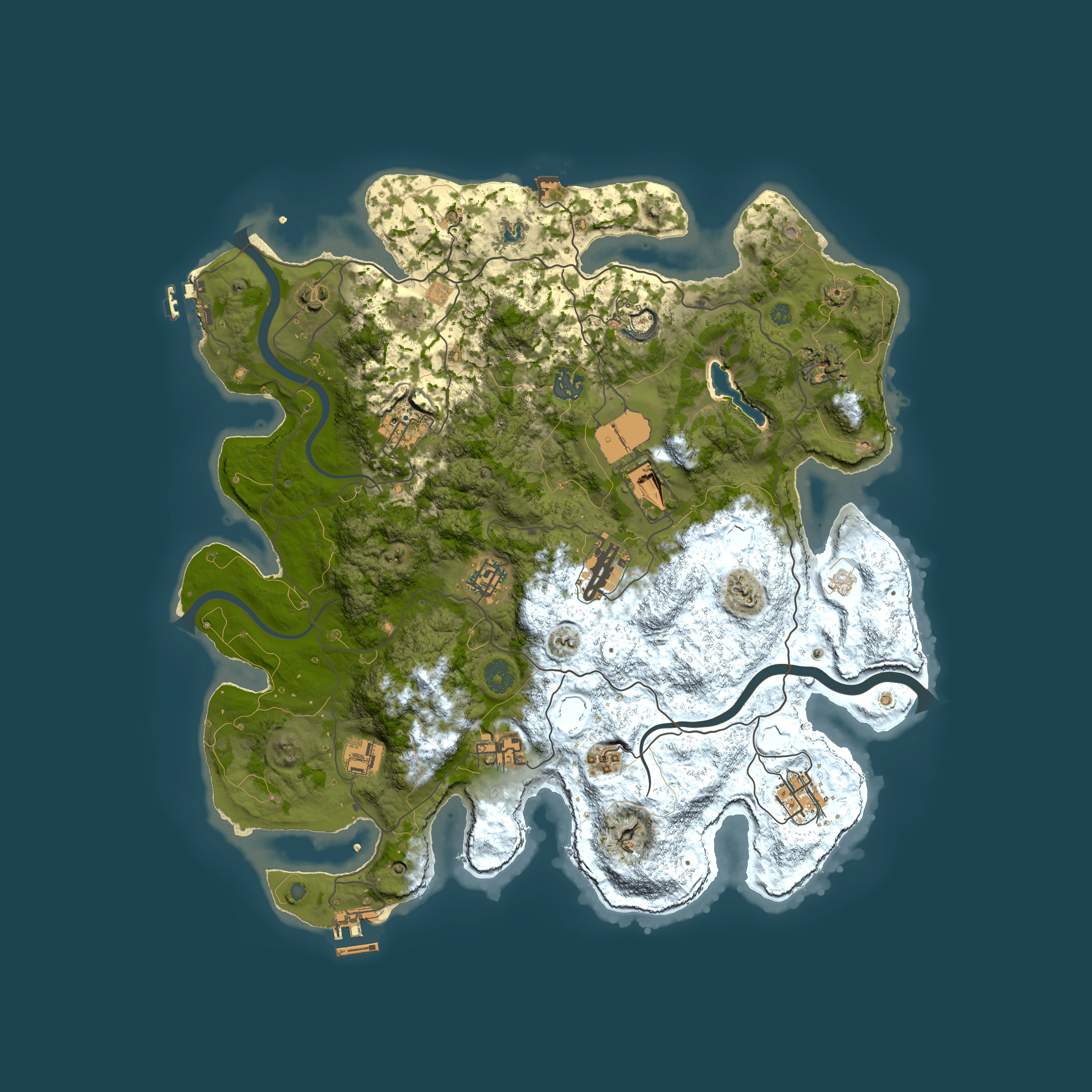 Full top-down render of Rust map seed 387895861, 4000x4000m