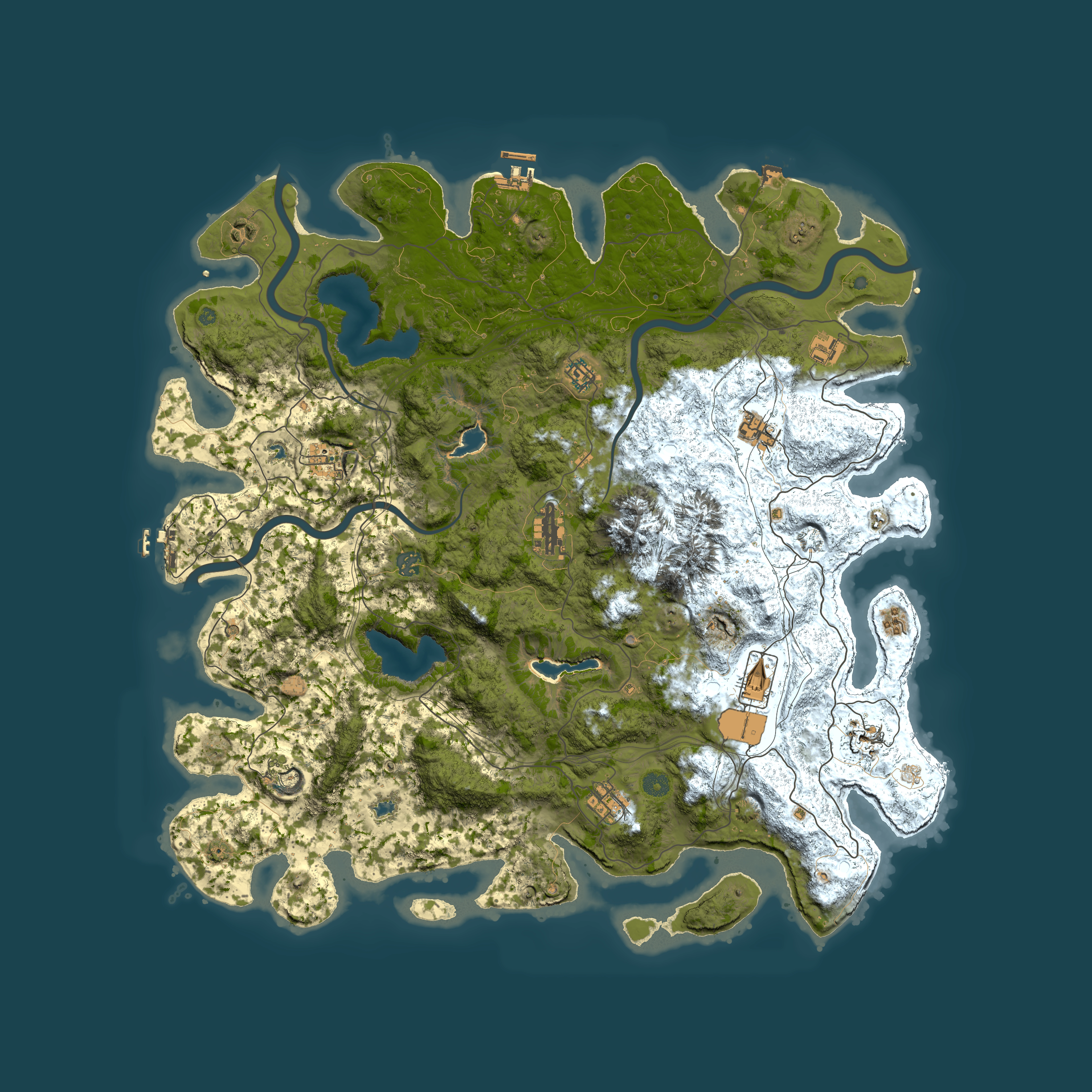 Full top-down render of Rust map seed 1024881093, 5000x5000m