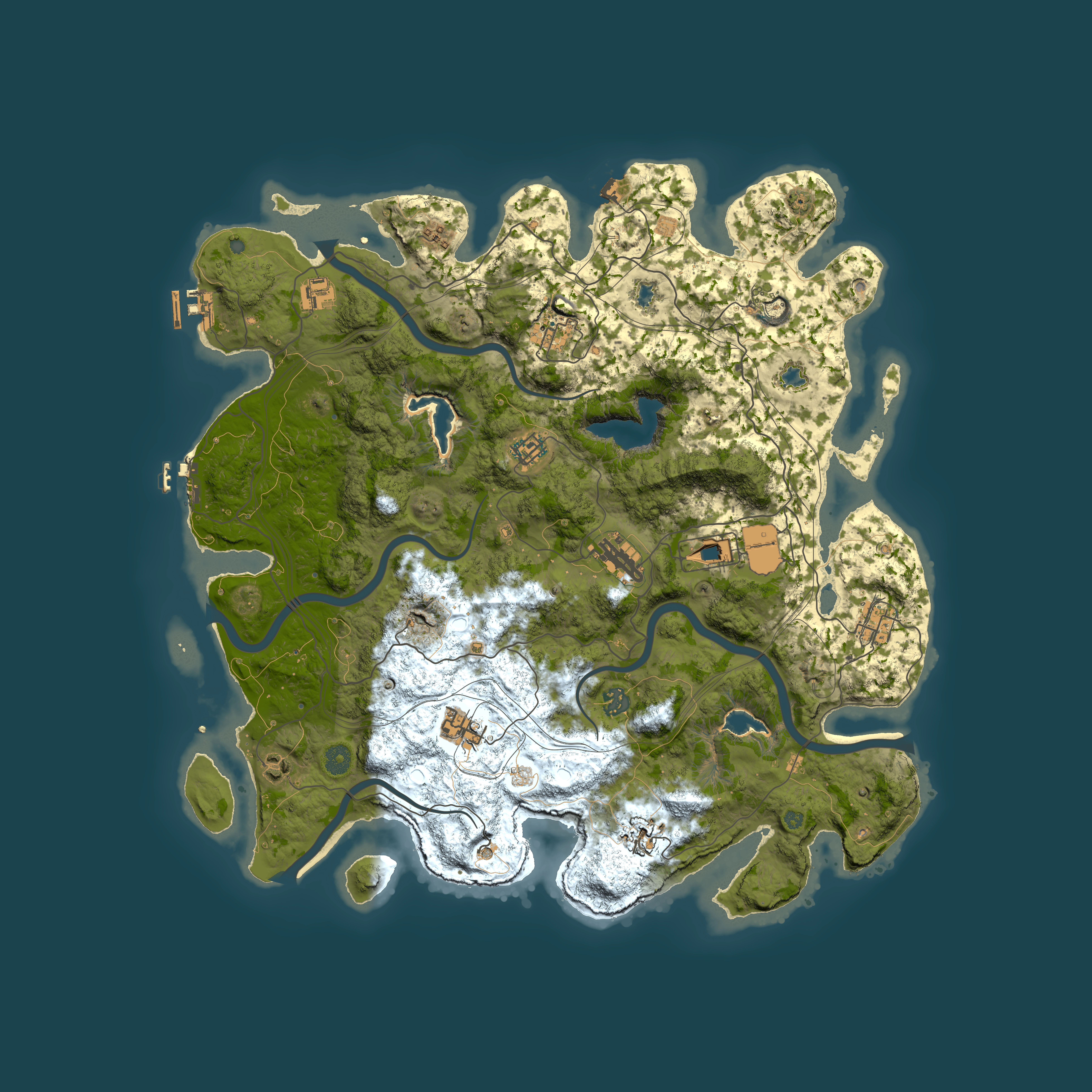 Full top-down render of Rust map seed 1558542964, 4500x4500m