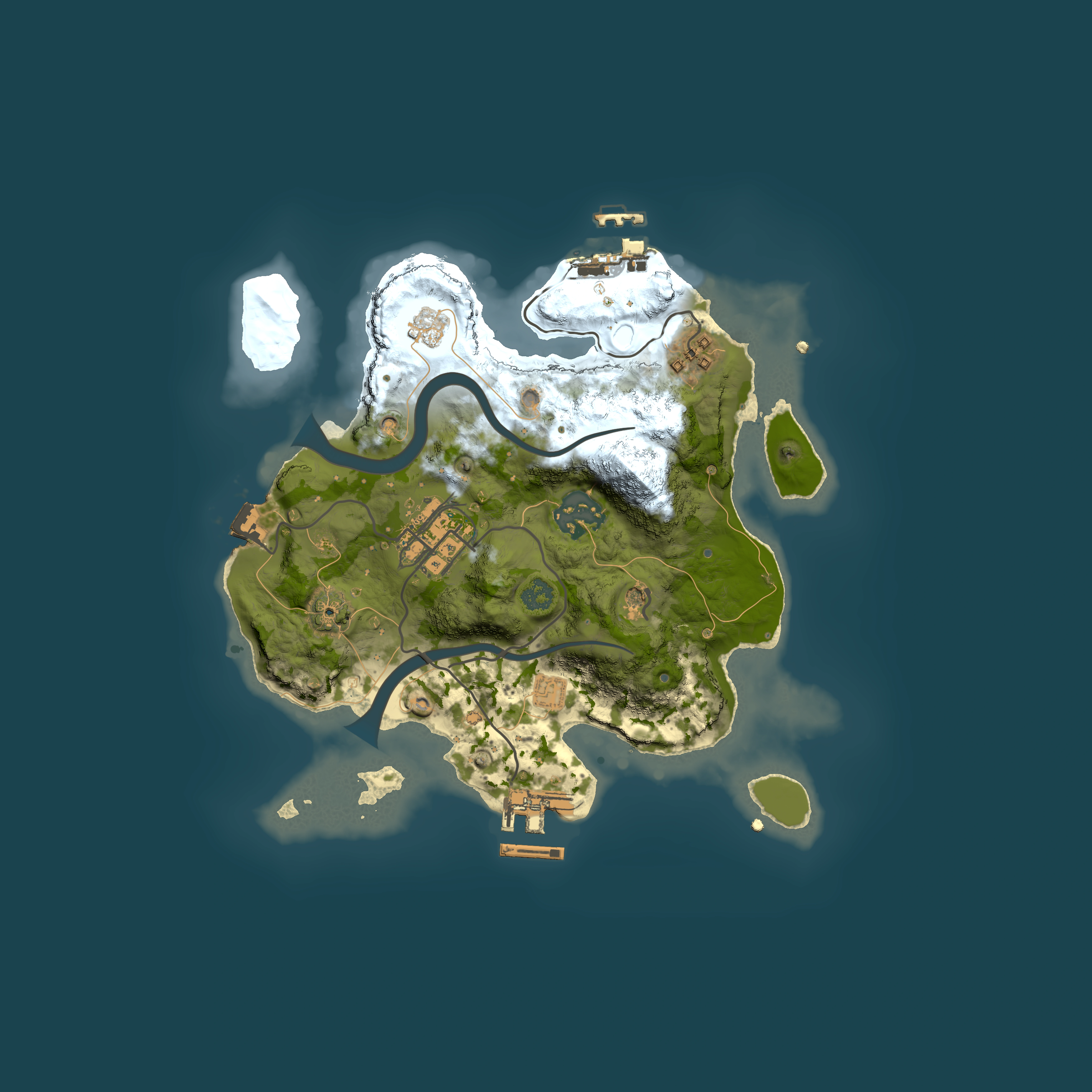 Full top-down render of Rust map seed 2134691789, 2500x2500m