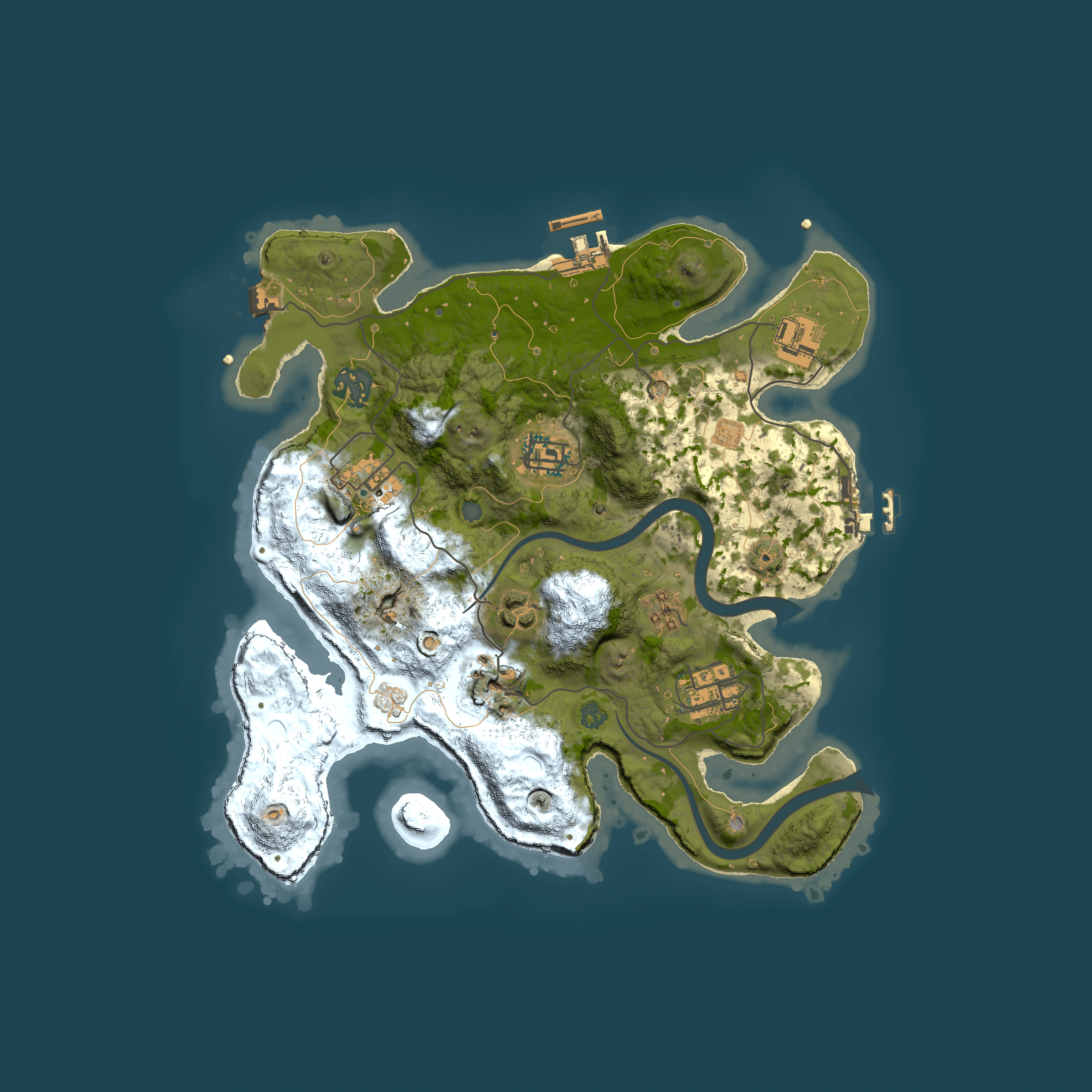 Full top-down render of Rust map seed 1262296354, 3000x3000m
