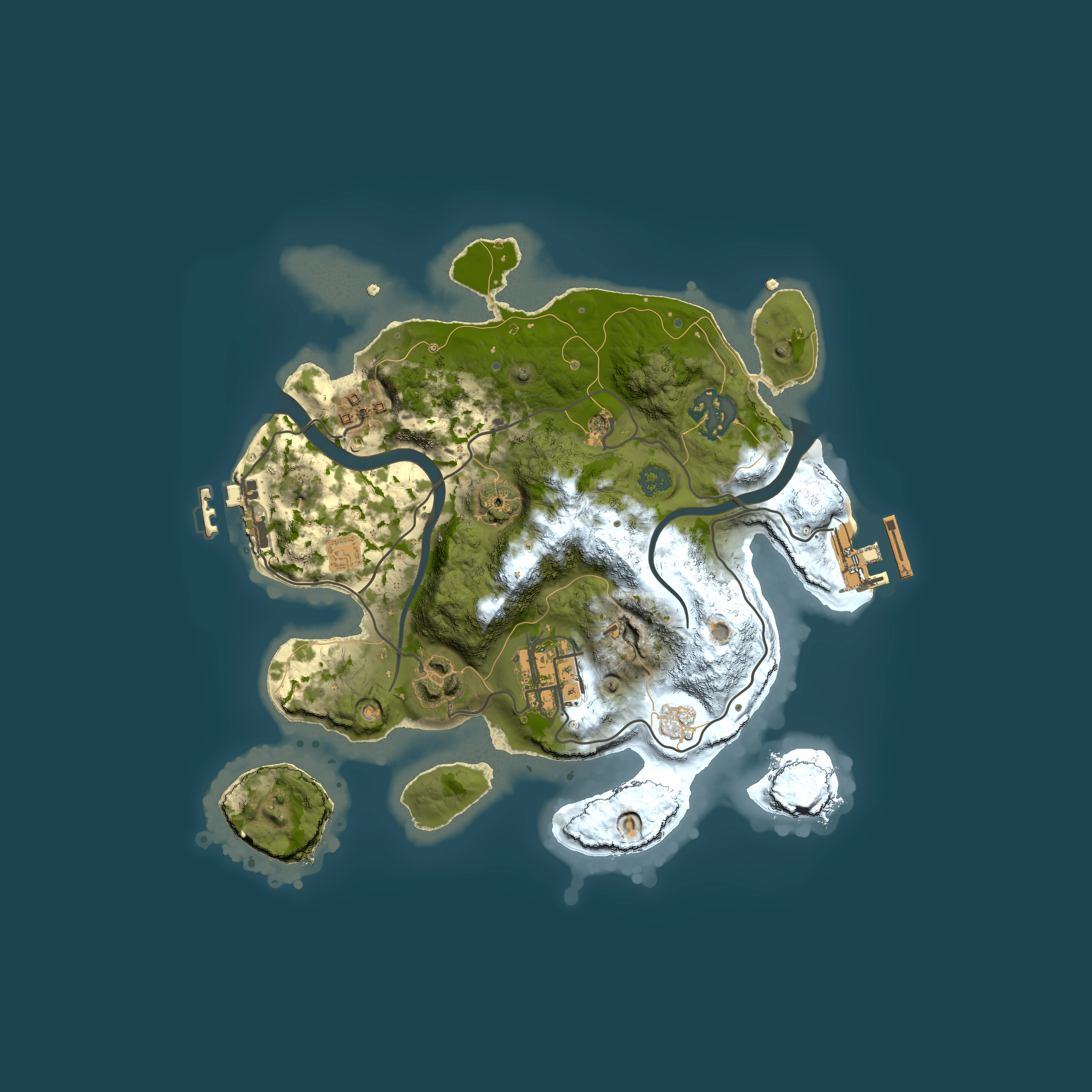 Full top-down render of Rust map seed 1659670442, 2500x2500m