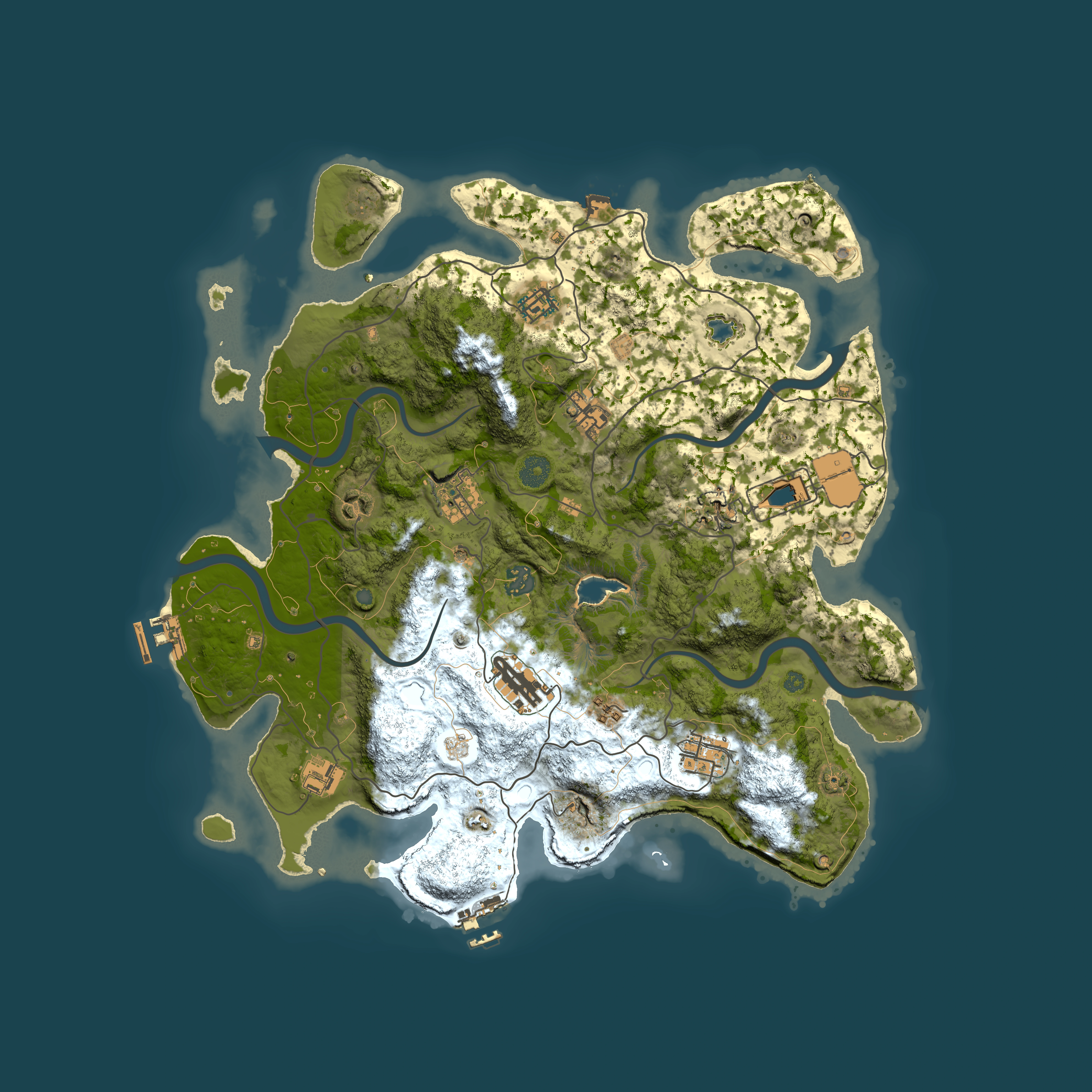 Full top-down render of Rust map seed 307381789, 4000x4000m