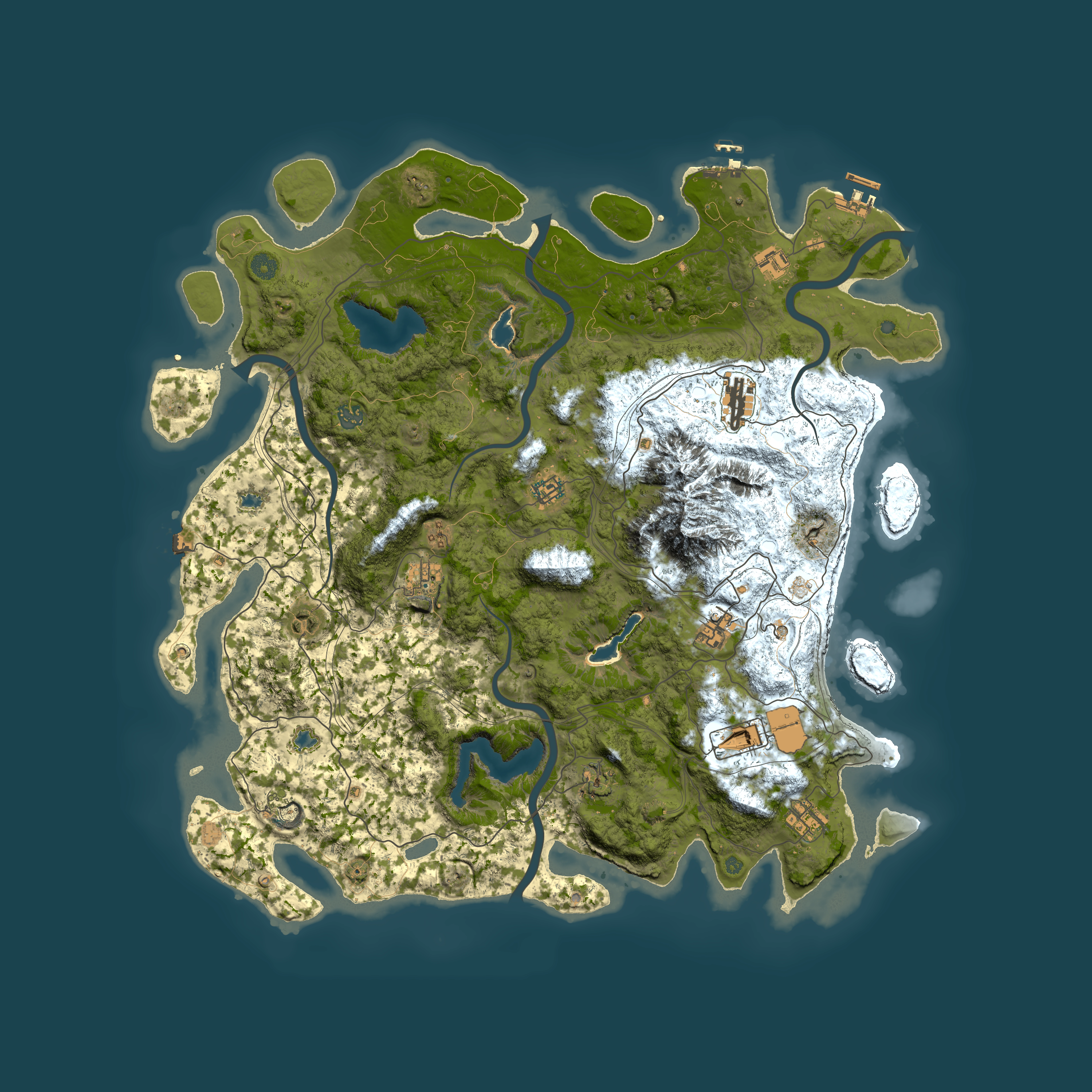Full top-down render of Rust map seed 629058381, 5000x5000m