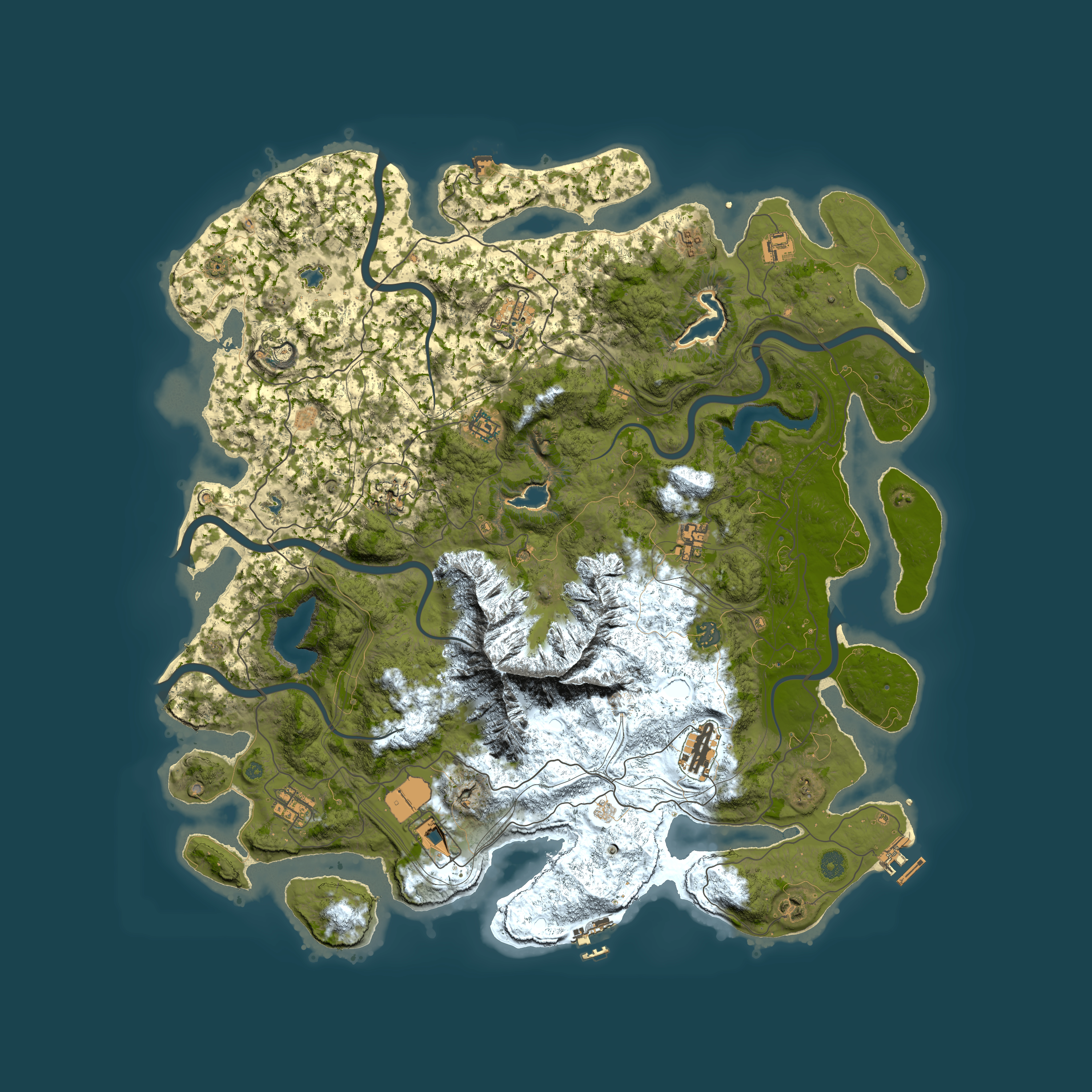 Full top-down render of Rust map seed 1816770371, 5000x5000m