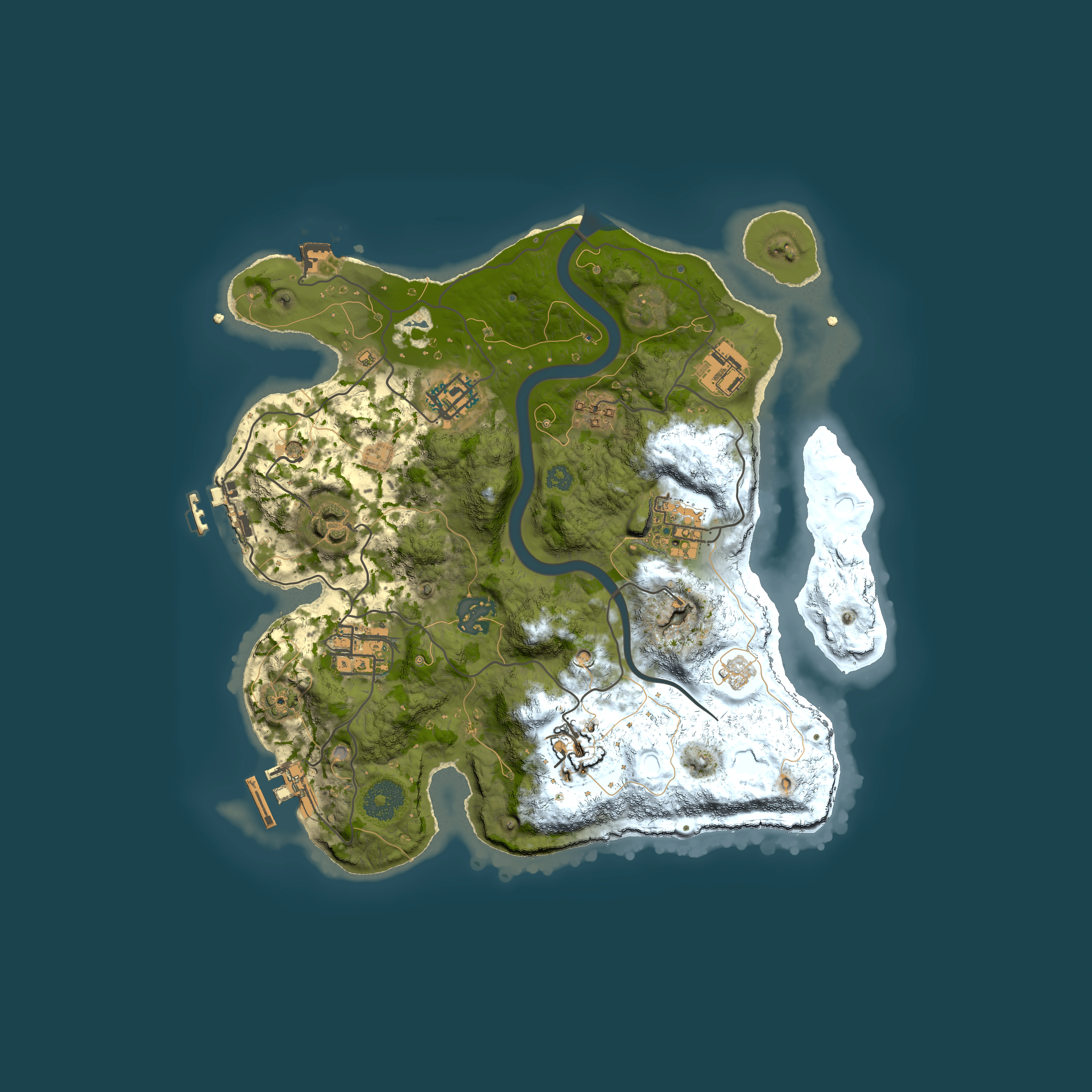 Full top-down render of Rust map seed 1170696732, 3000x3000m