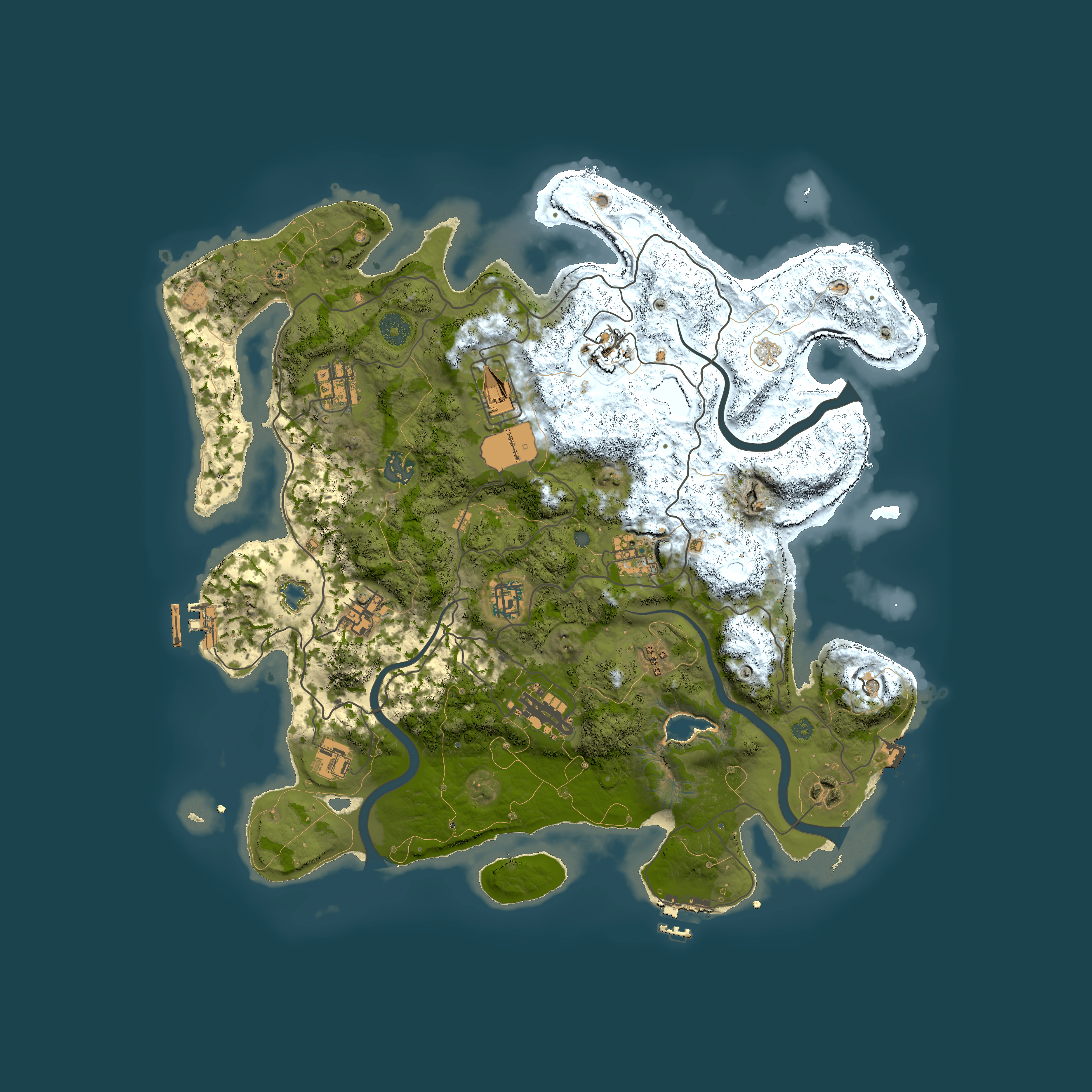 Full top-down render of Rust map seed 597118983, 4000x4000m