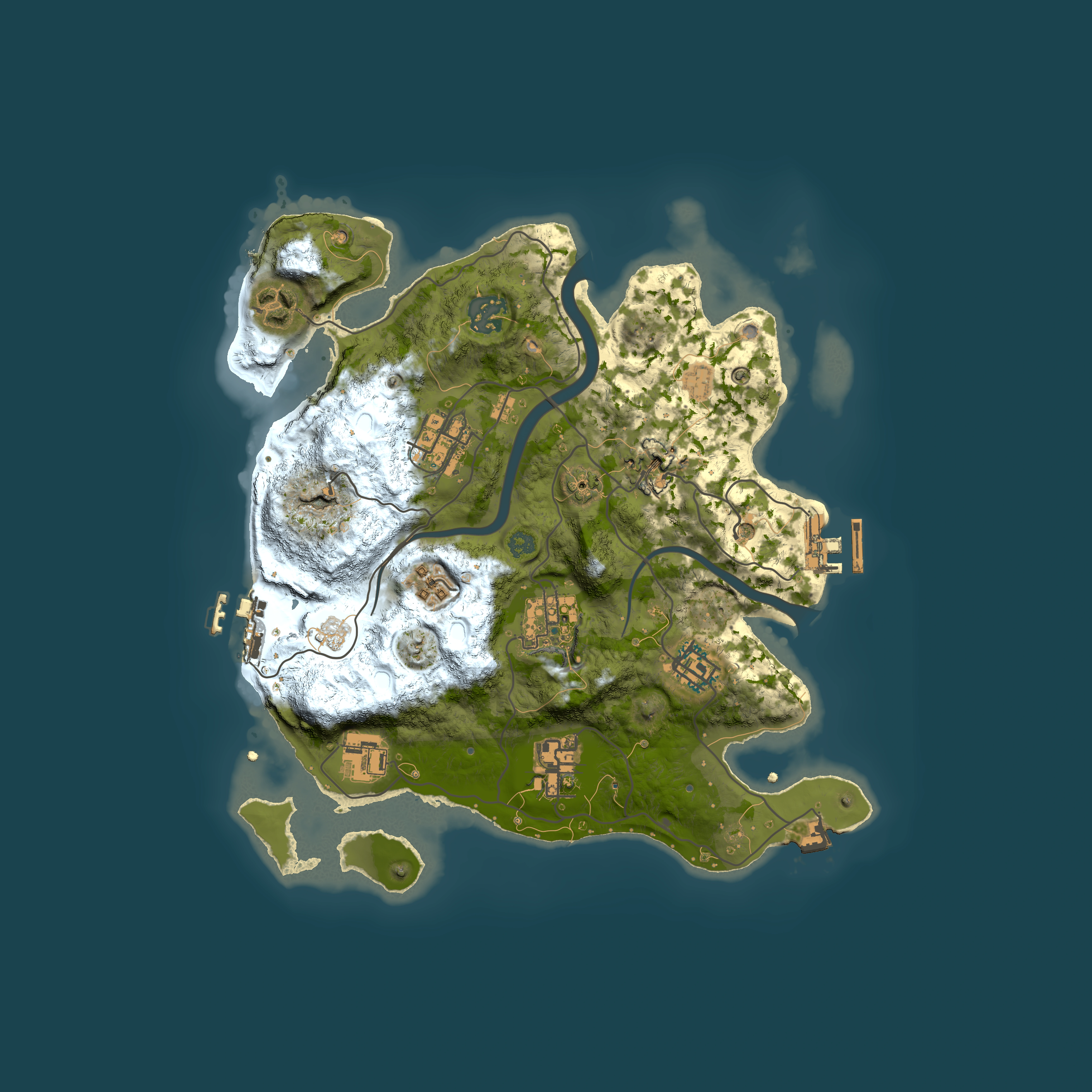 Full top-down render of Rust map seed 1542020774, 3000x3000m