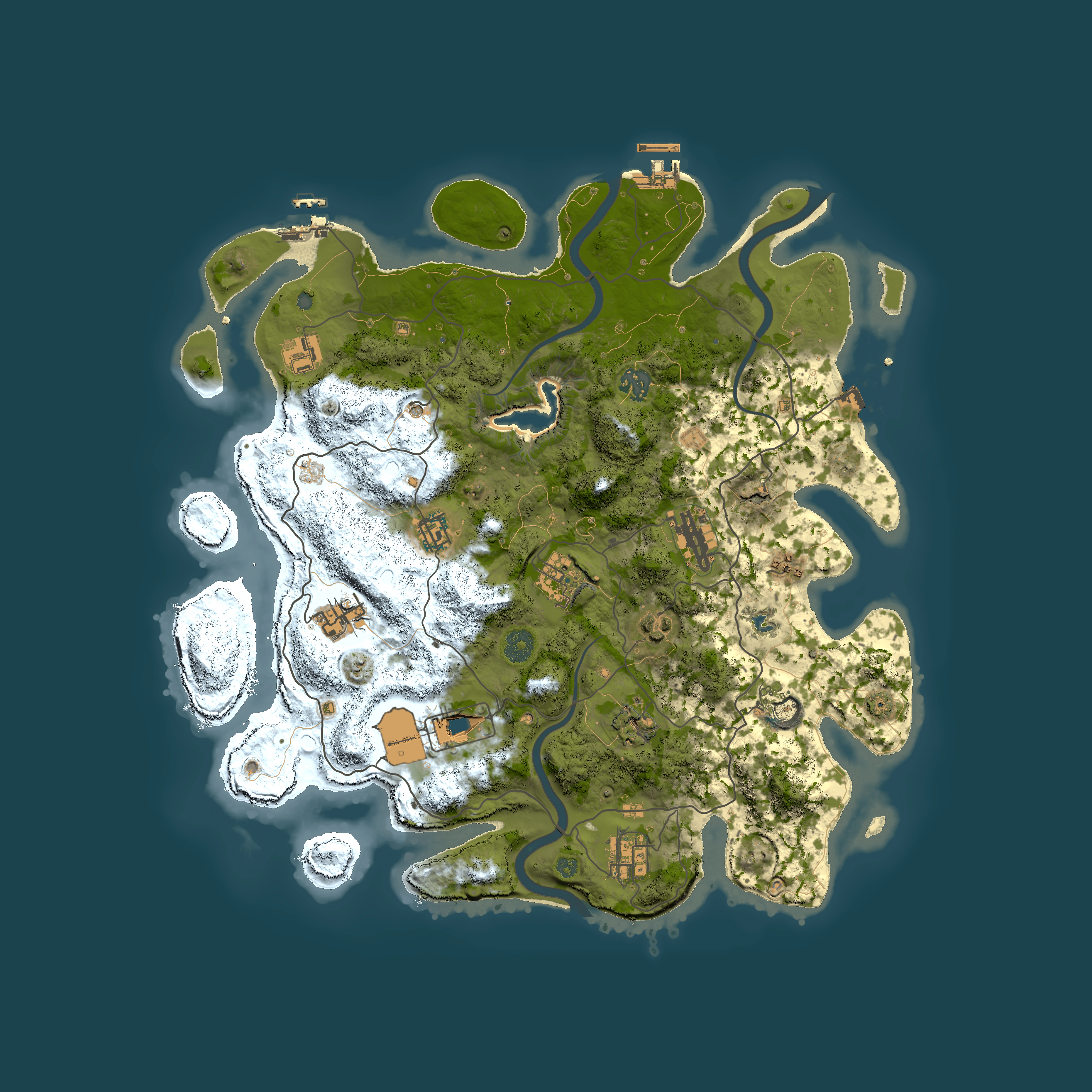 Full top-down render of Rust map seed 1116678910, 4000x4000m