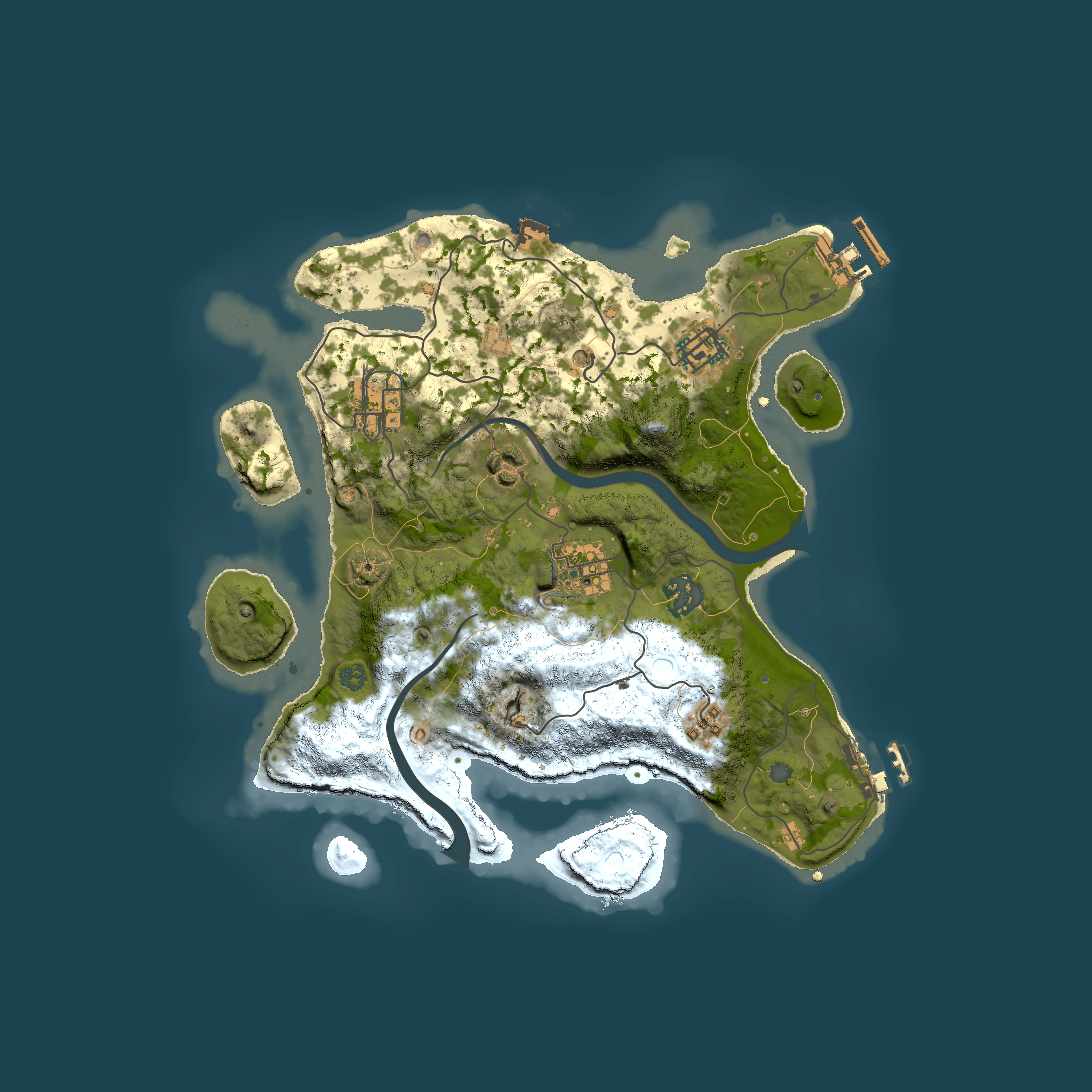 Full top-down render of Rust map seed 24466396, 3000x3000m