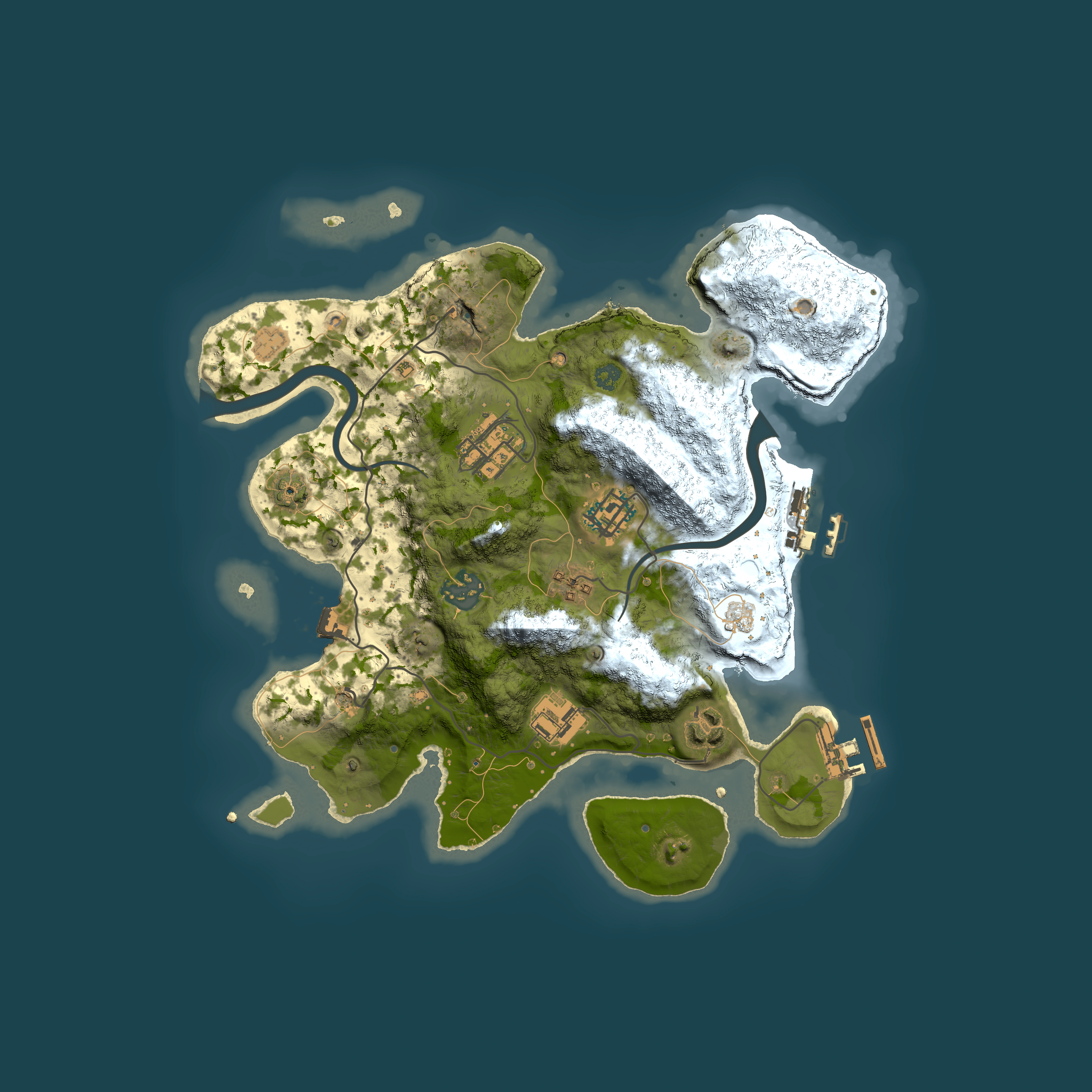 Full top-down render of Rust map seed 916109995, 3000x3000m