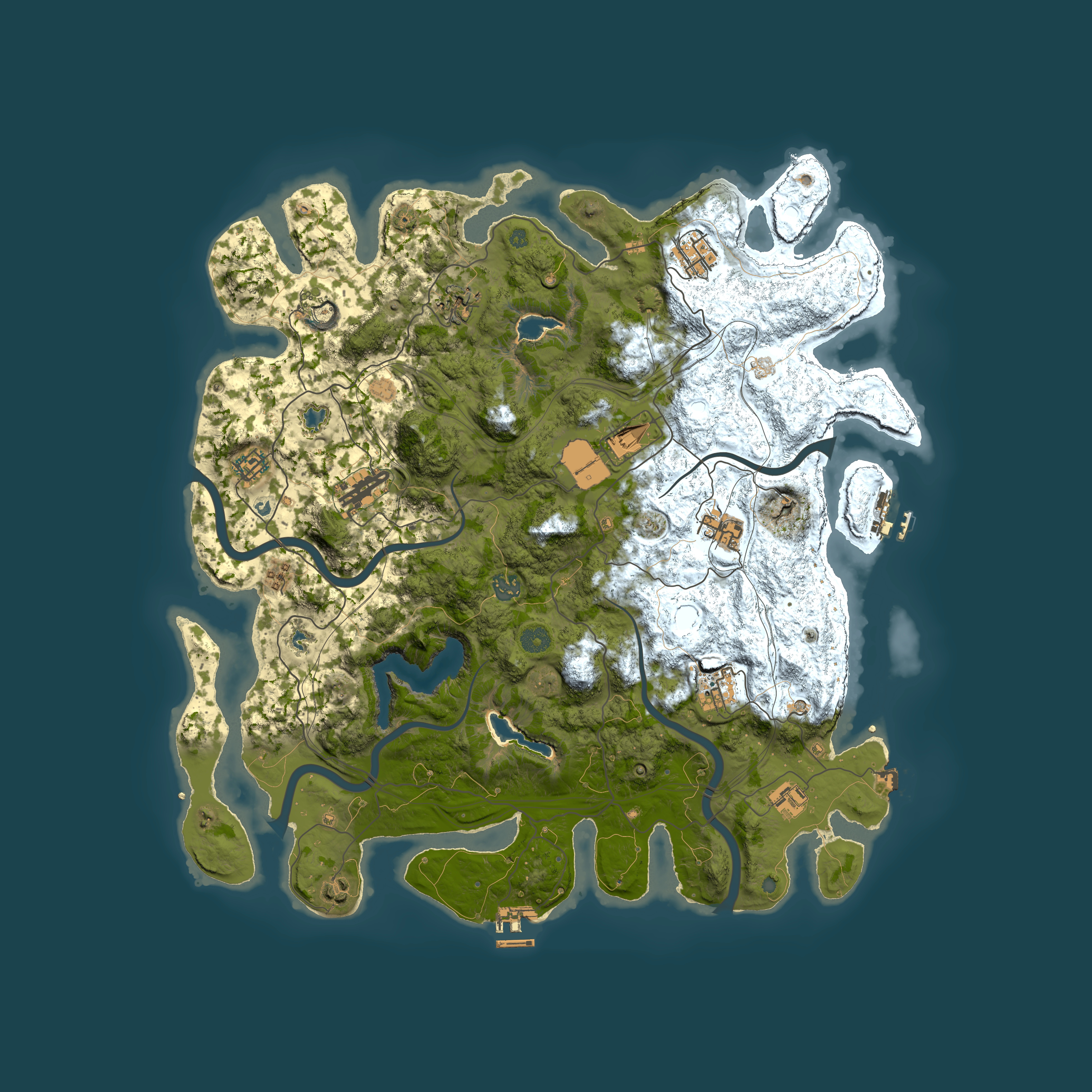 Full top-down render of Rust map seed 111398409, 4500x4500m