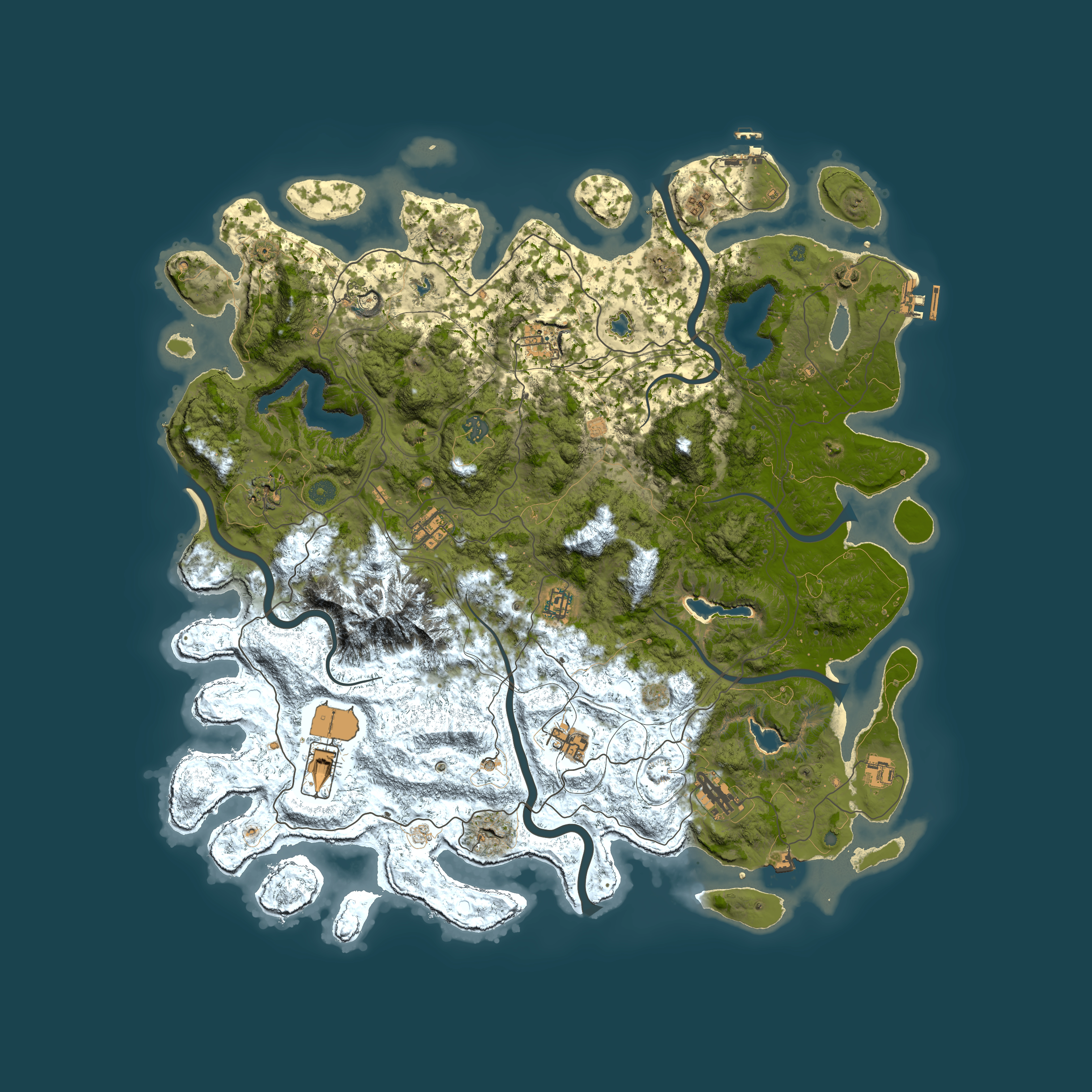 Full top-down render of Rust map seed 1371634575, 5000x5000m