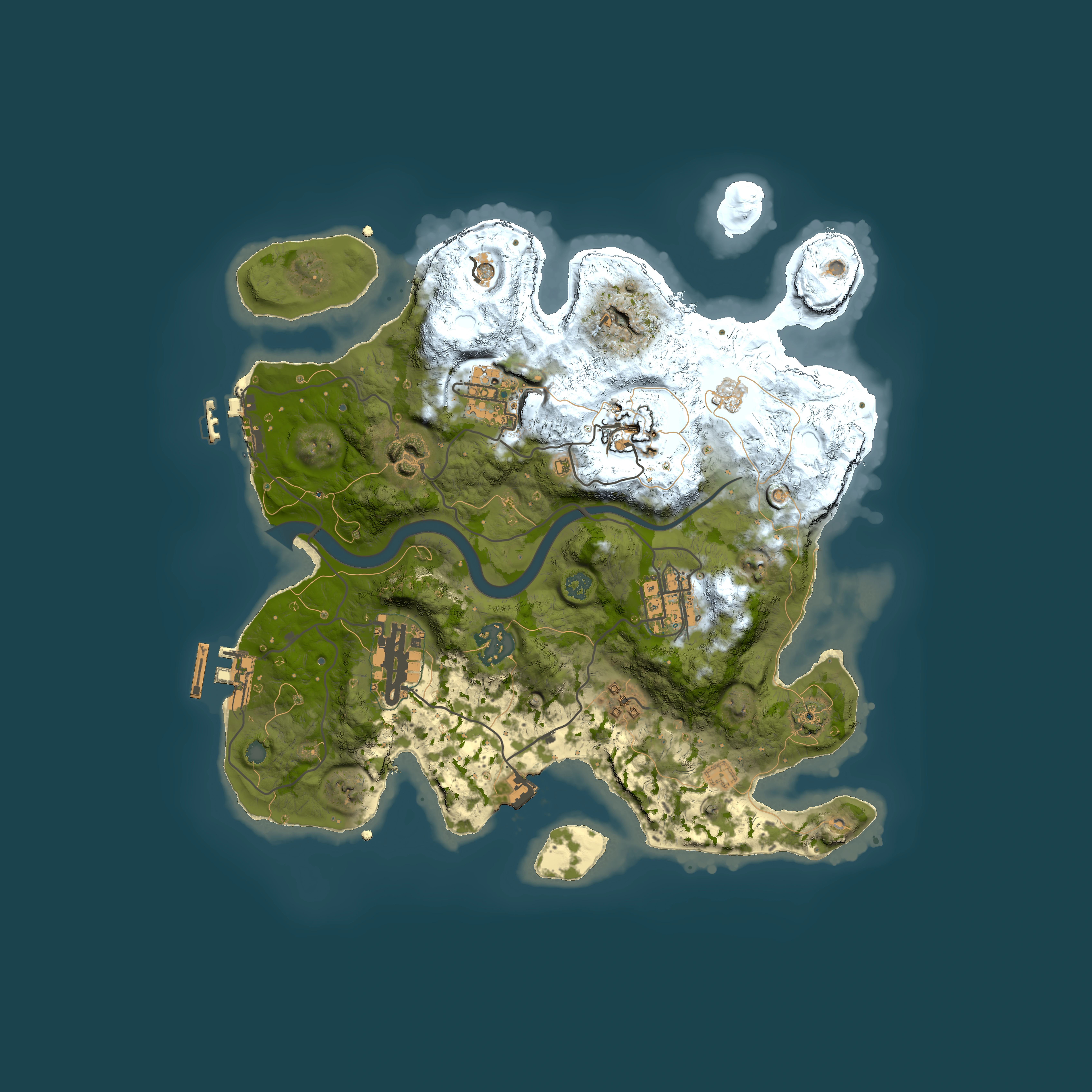 Full top-down render of Rust map seed 1014869775, 3000x3000m