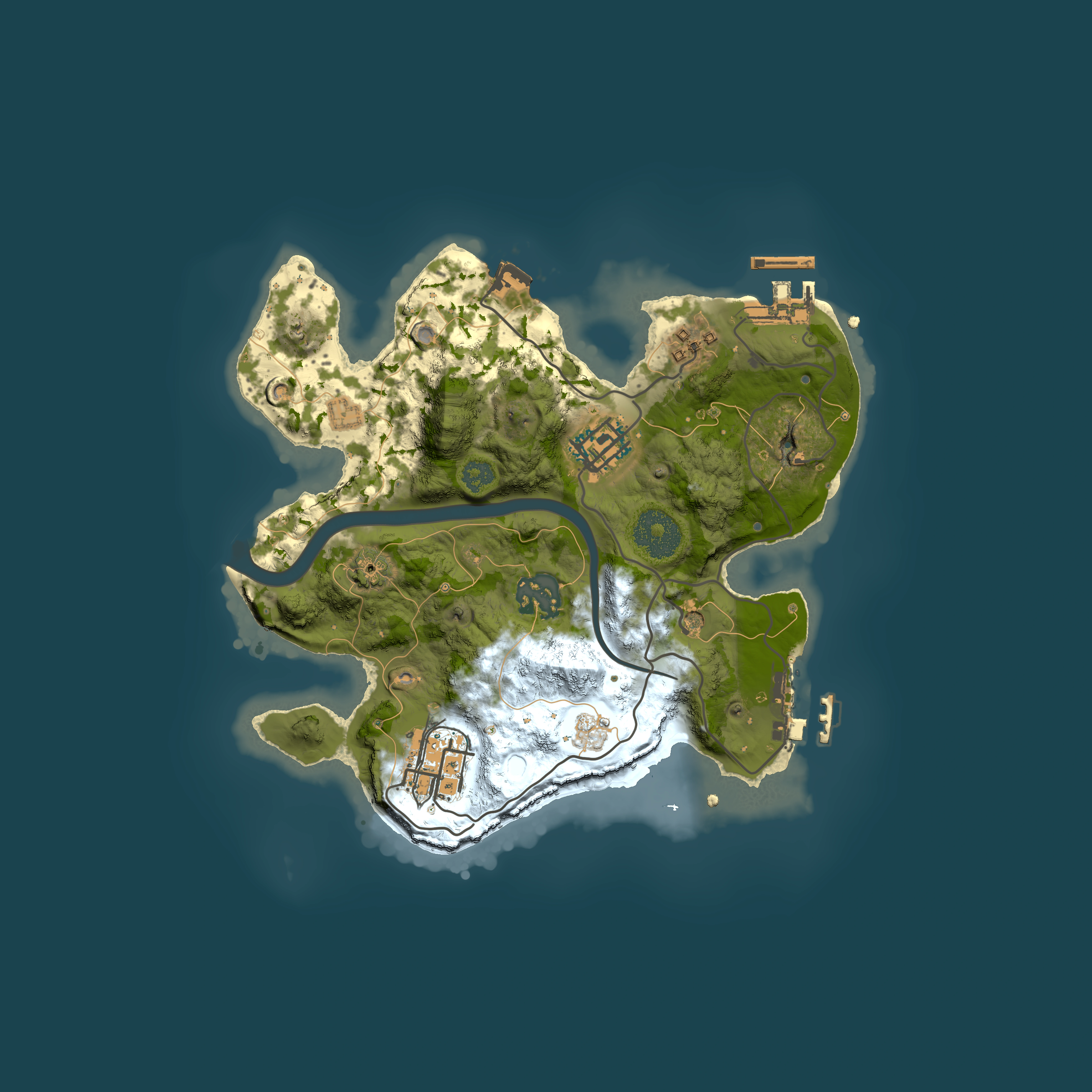 Full top-down render of Rust map seed 2010201223, 2500x2500m