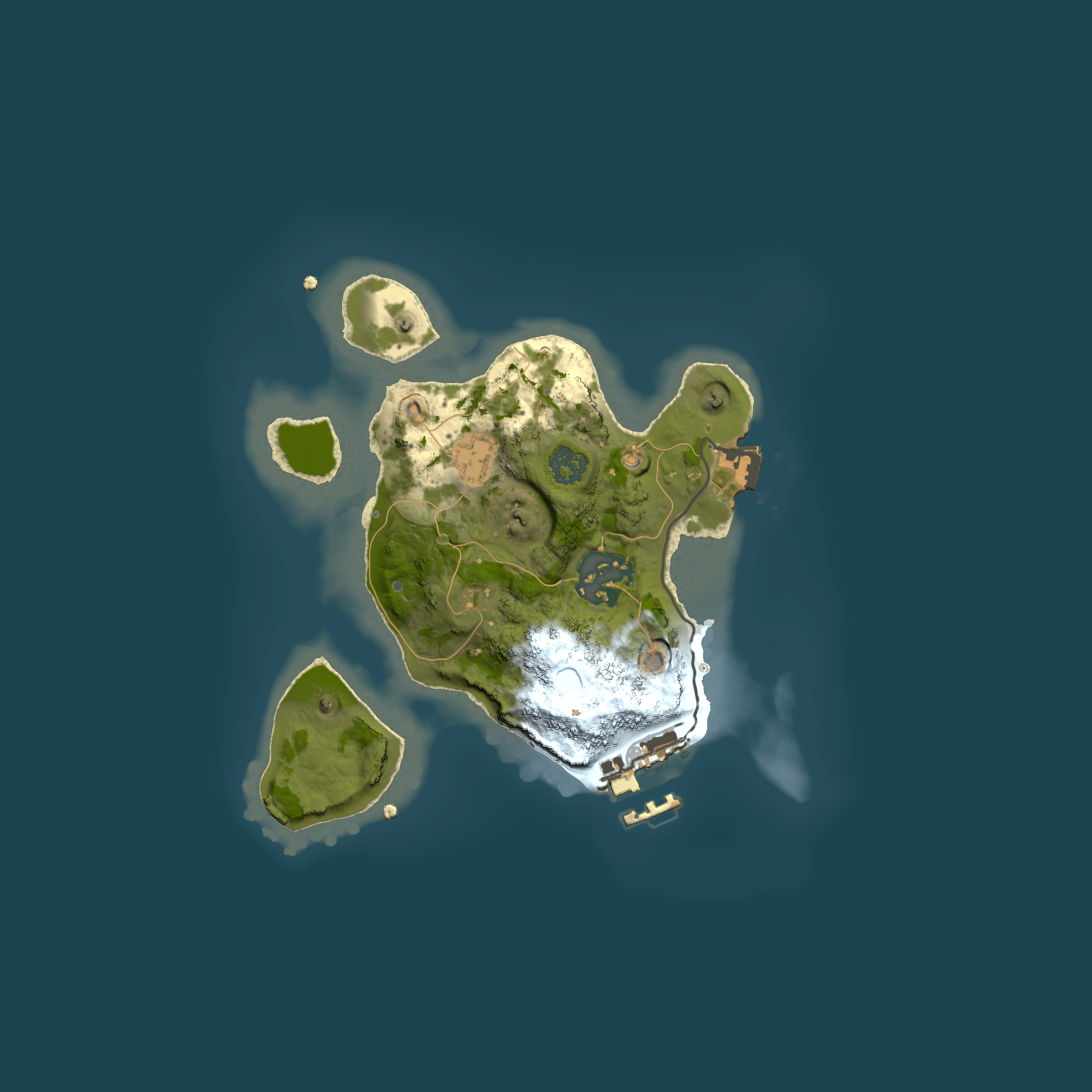 Full top-down render of Rust map seed 1491085837, 2000x2000m