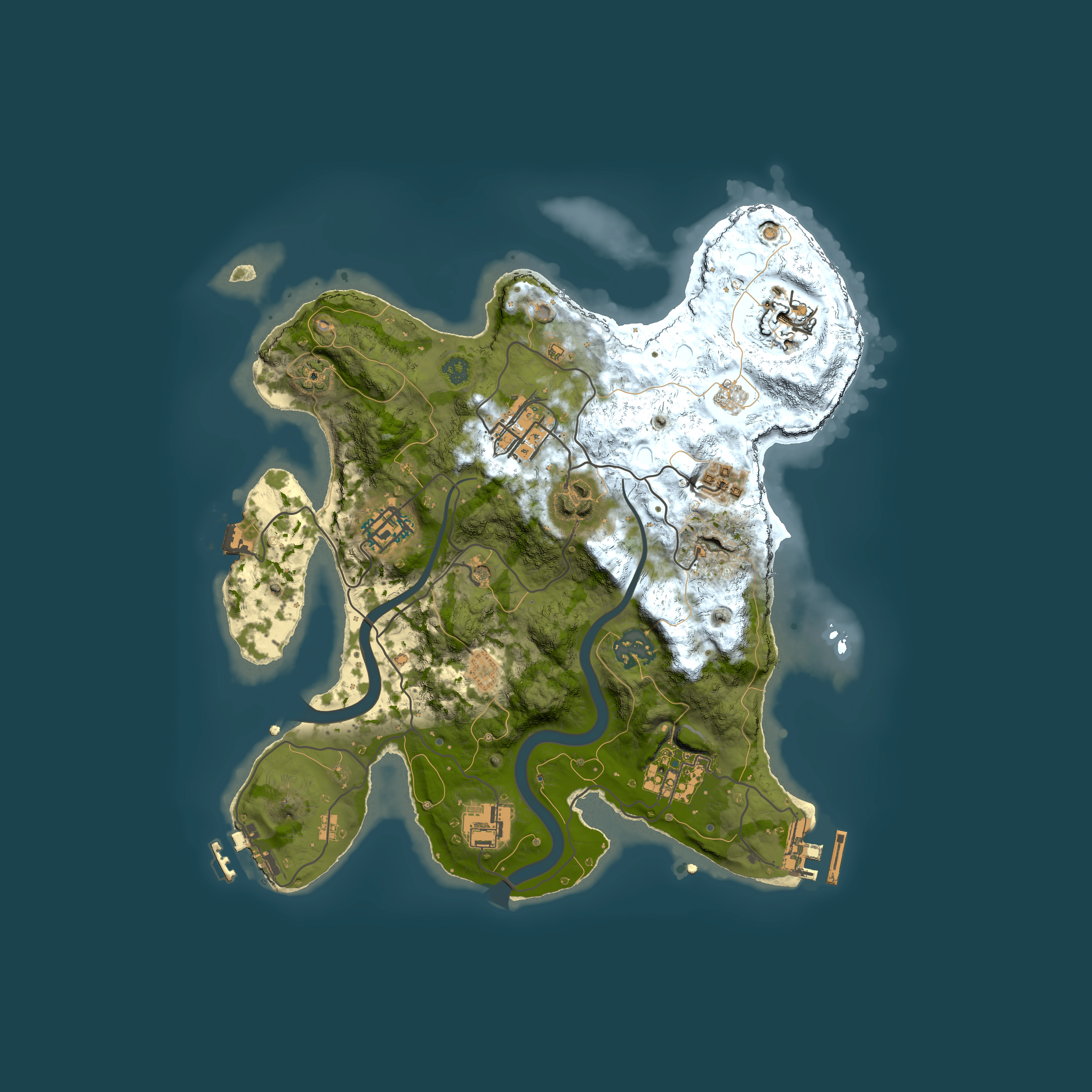 Full top-down render of Rust map seed 1031584987, 3000x3000m