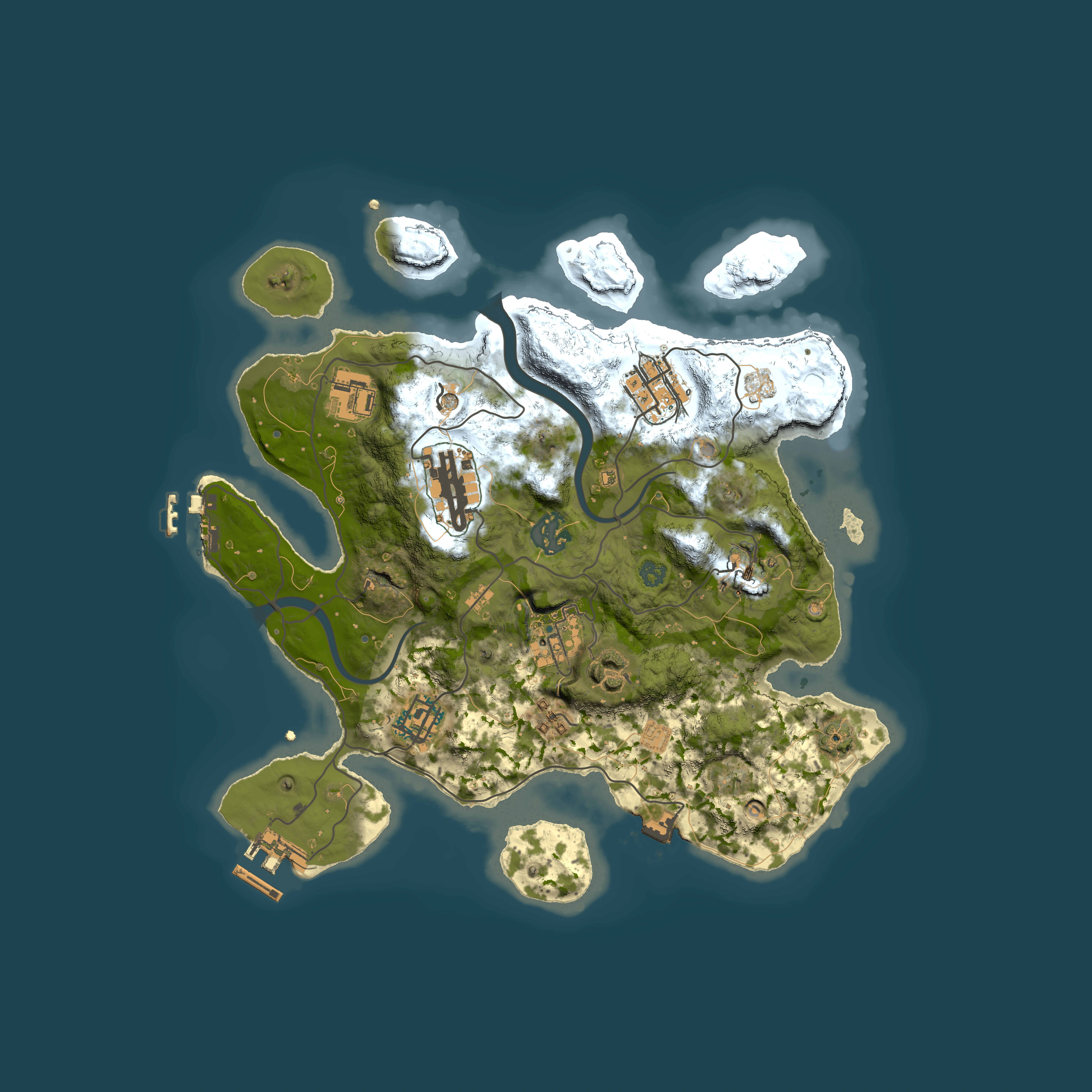 Full top-down render of Rust map seed 1668225832, 3000x3000m