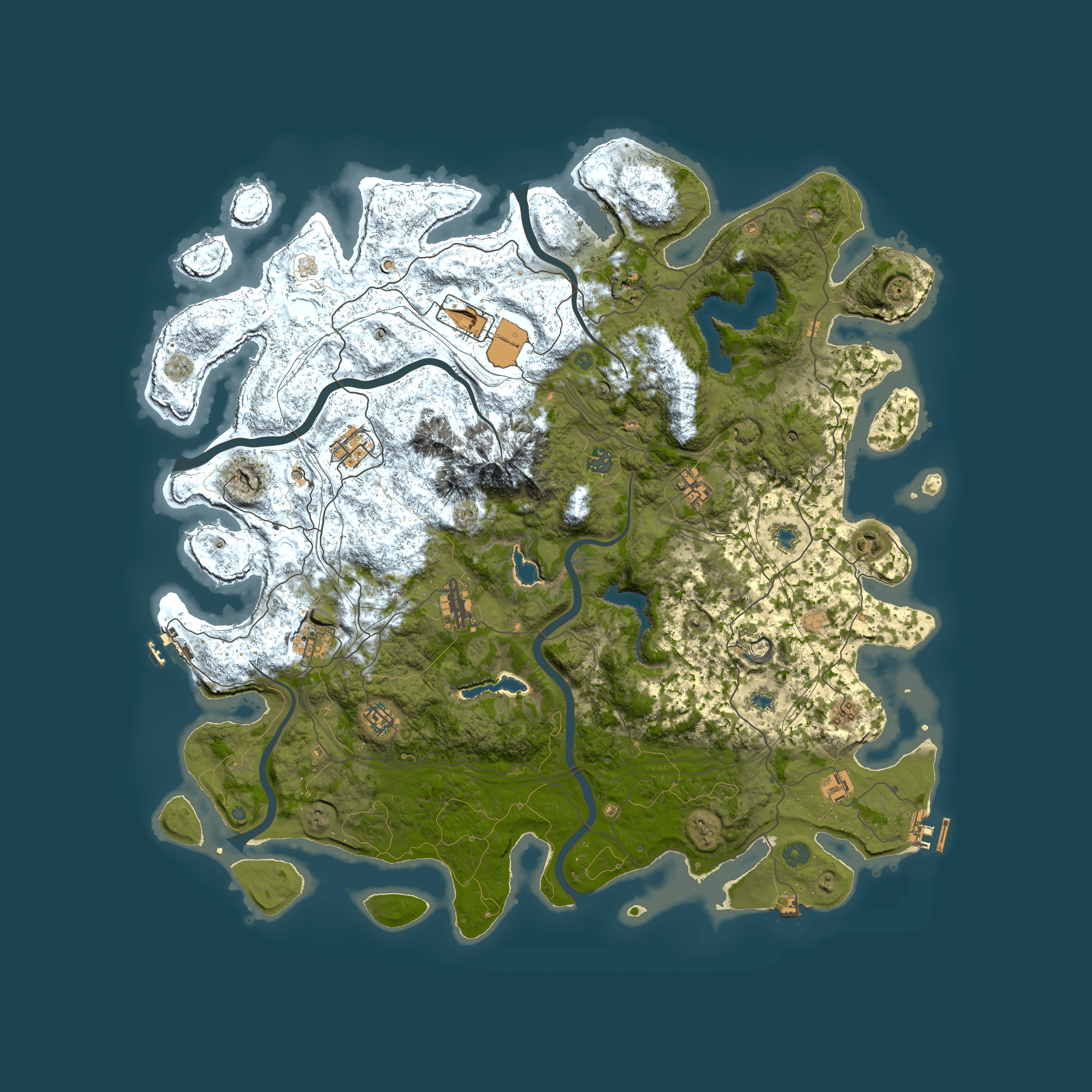 Full top-down render of Rust map seed 1077522670, 5000x5000m