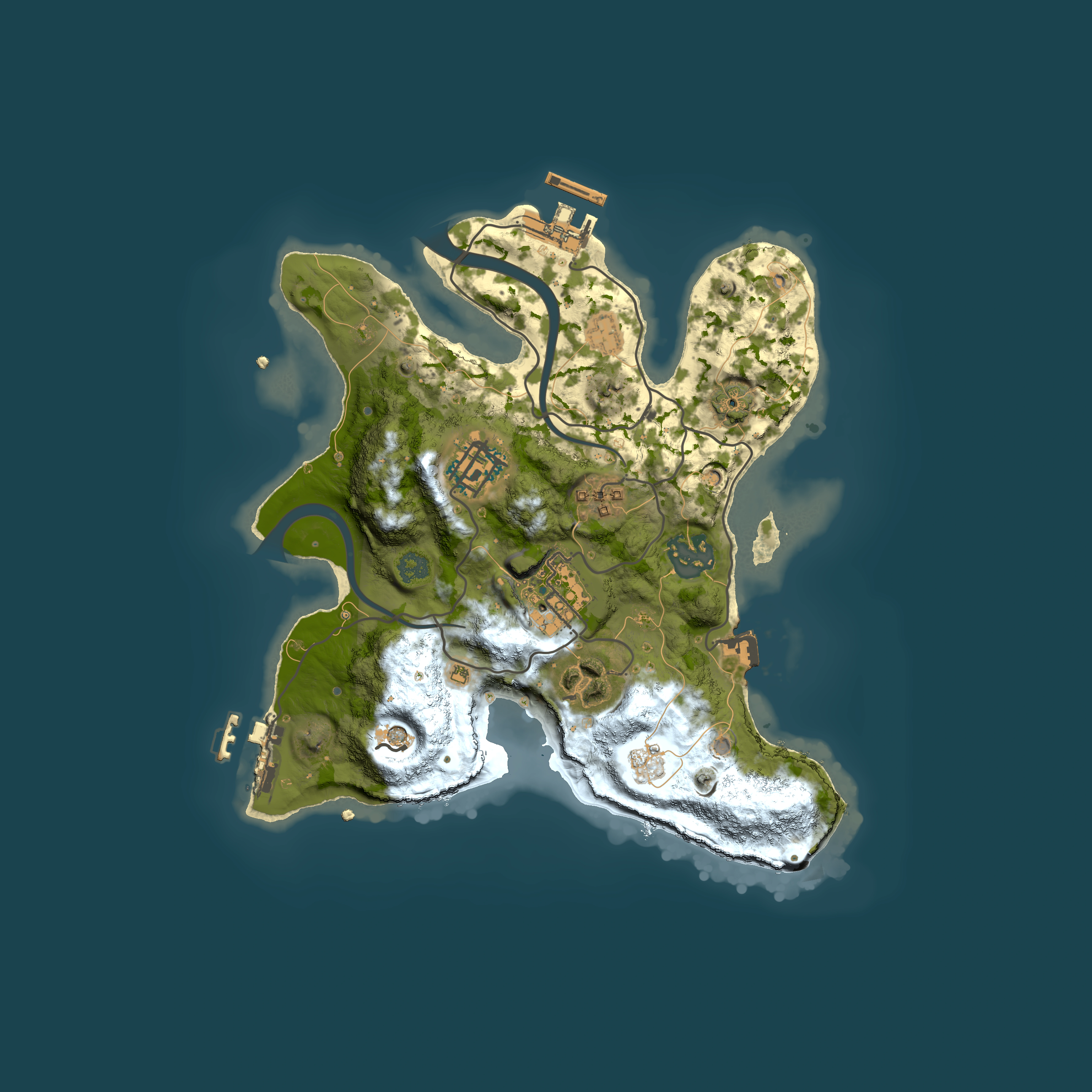 Full top-down render of Rust map seed 1418729443, 2500x2500m