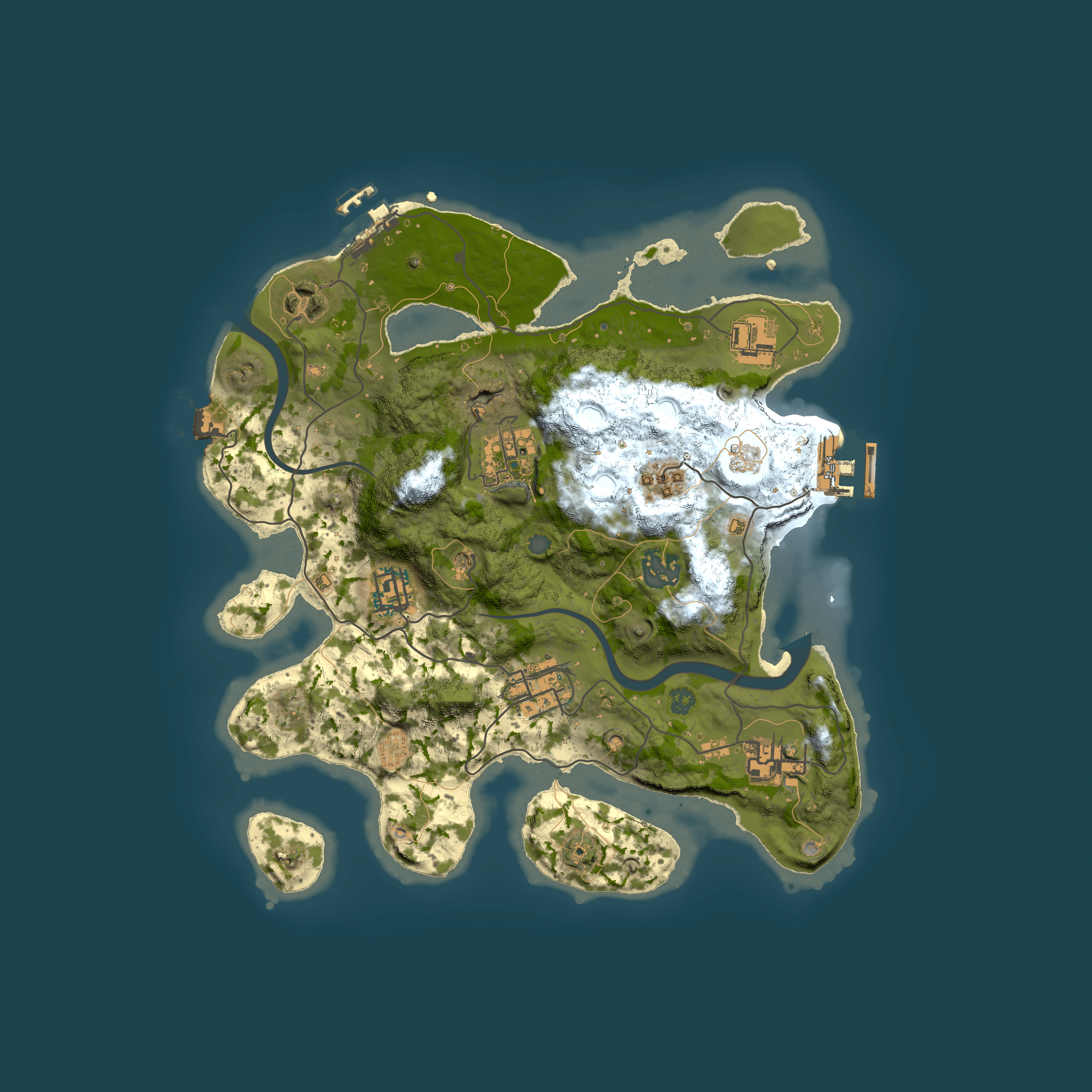 Full top-down render of Rust map seed 1487265373, 3000x3000m