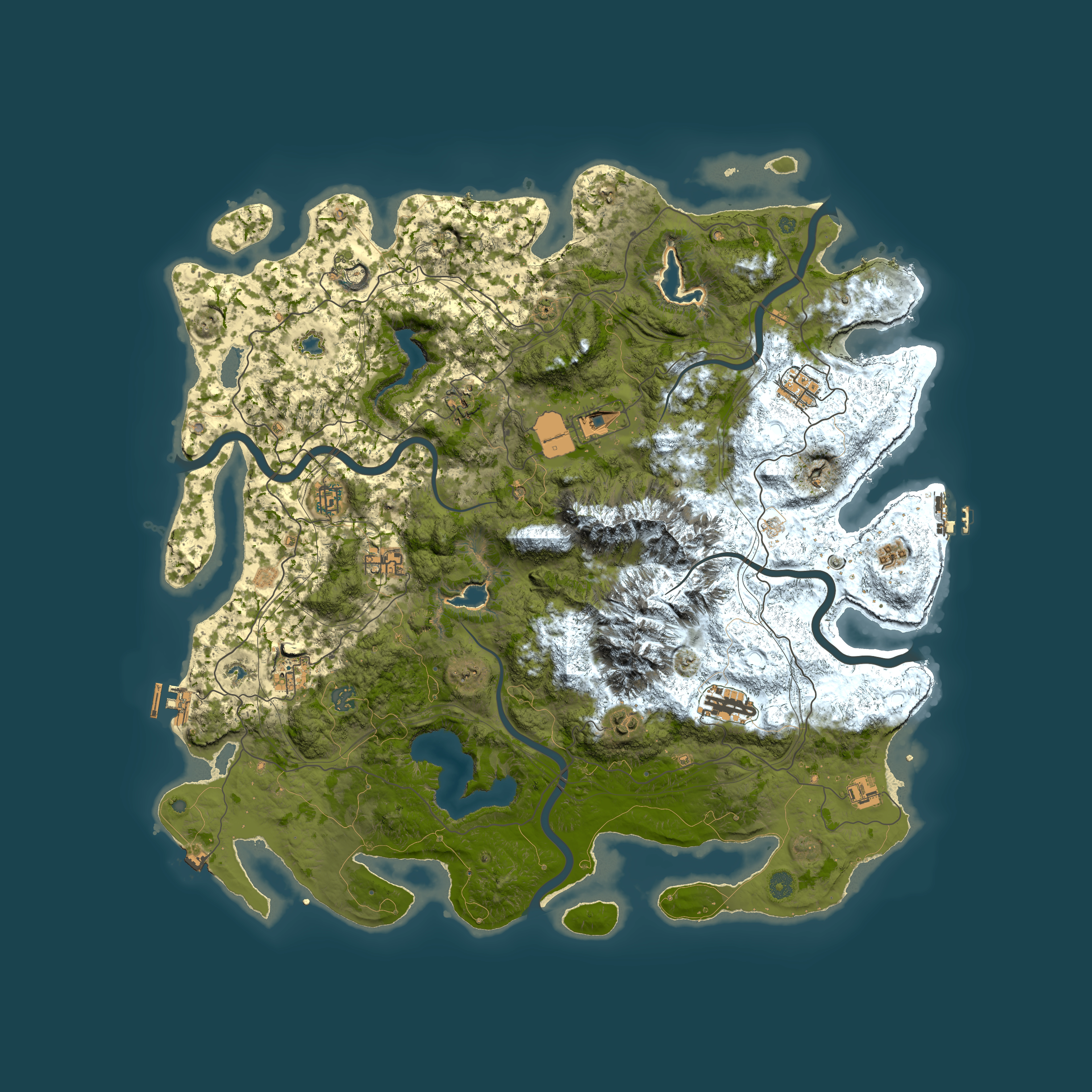 Full top-down render of Rust map seed 218853912, 5000x5000m