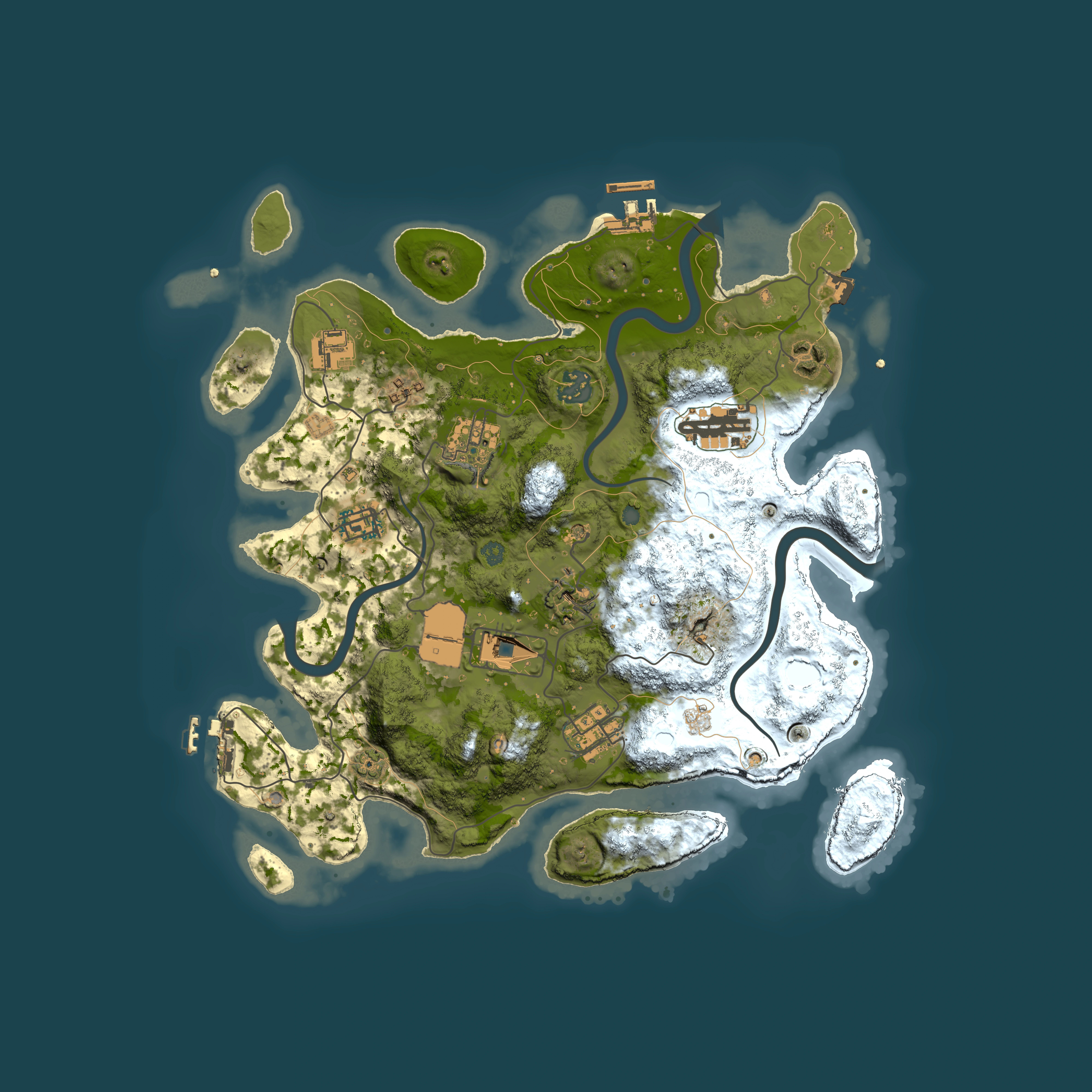Full top-down render of Rust map seed 1632787425, 3500x3500m