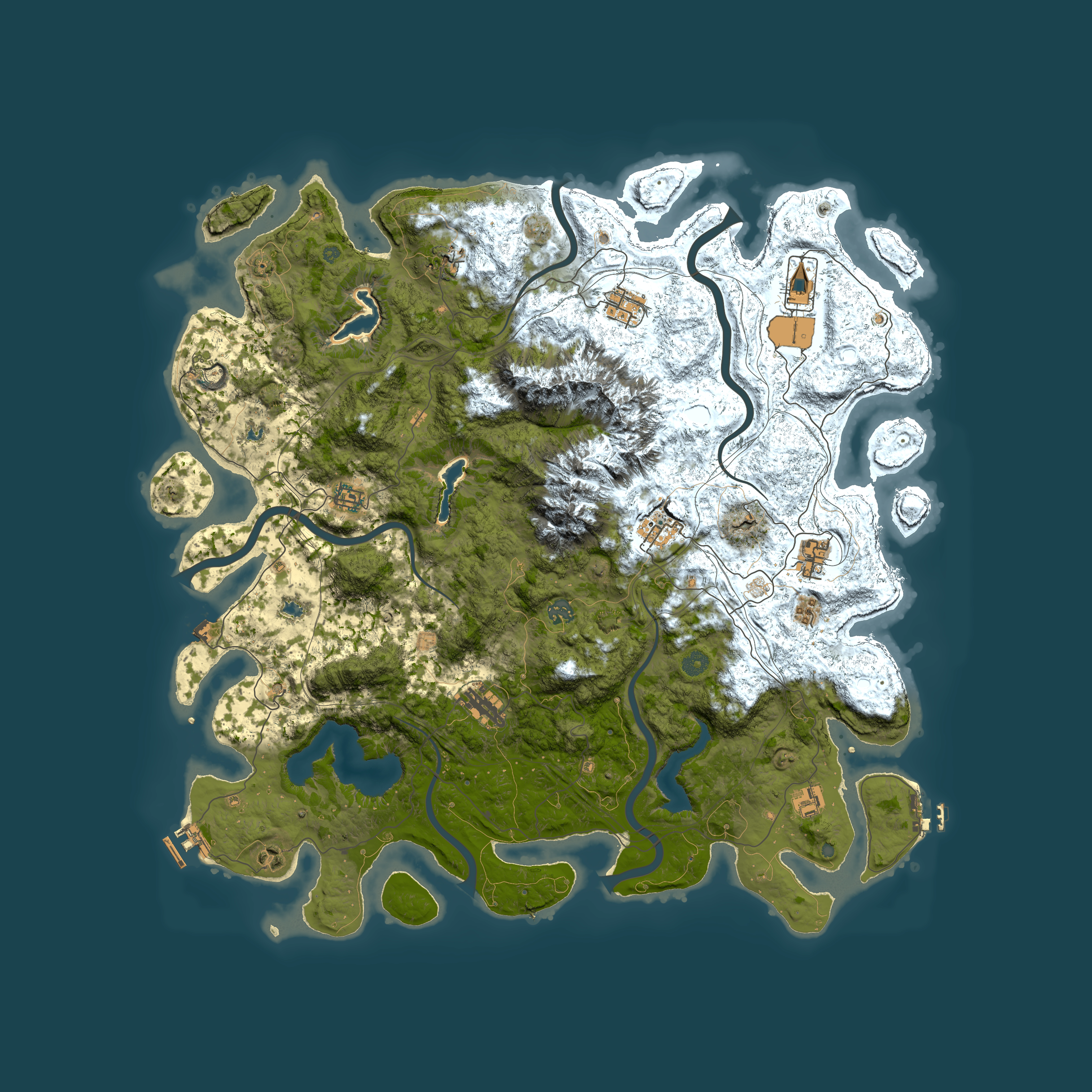 Full top-down render of Rust map seed 799503800, 5000x5000m