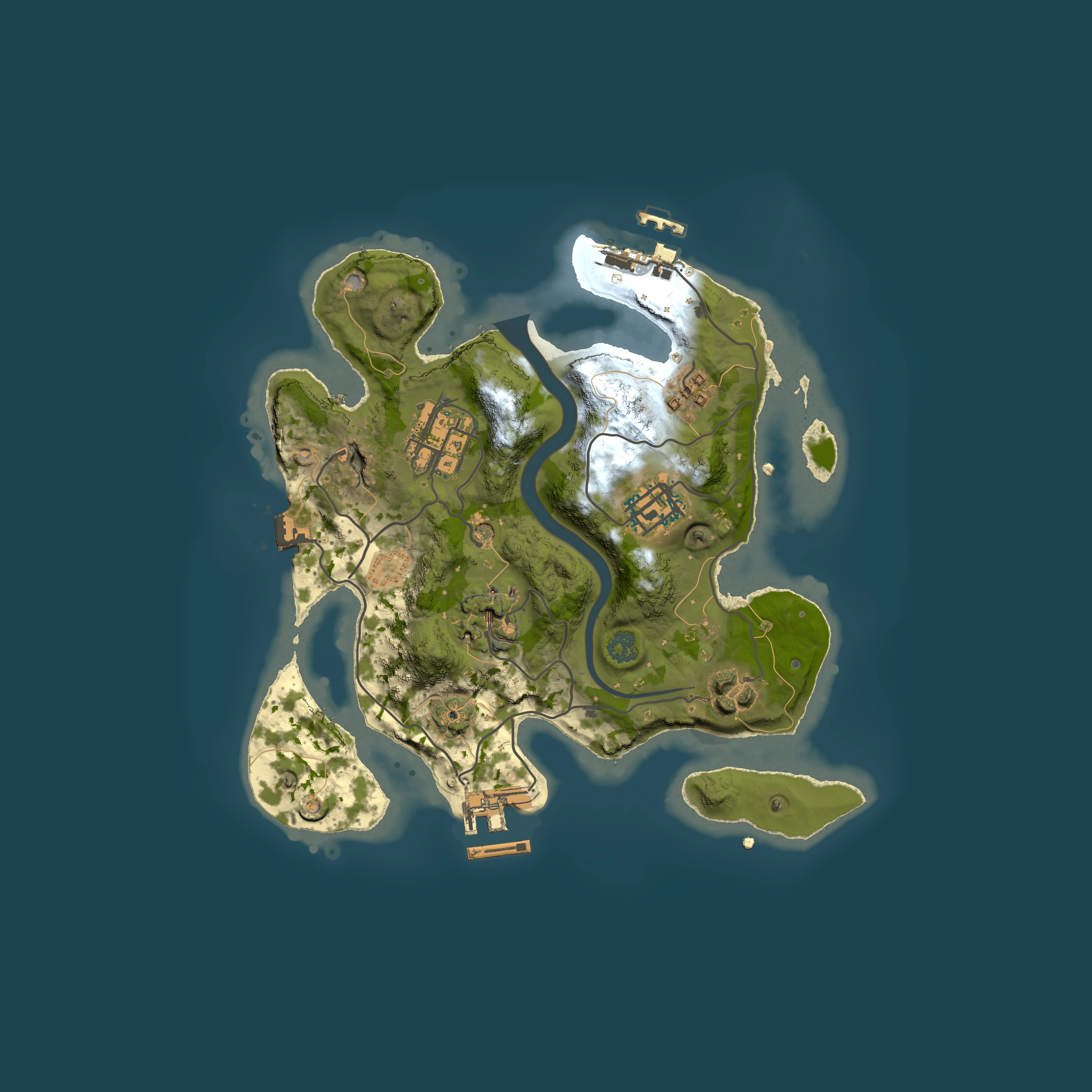 Full top-down render of Rust map seed 1101099147, 2500x2500m