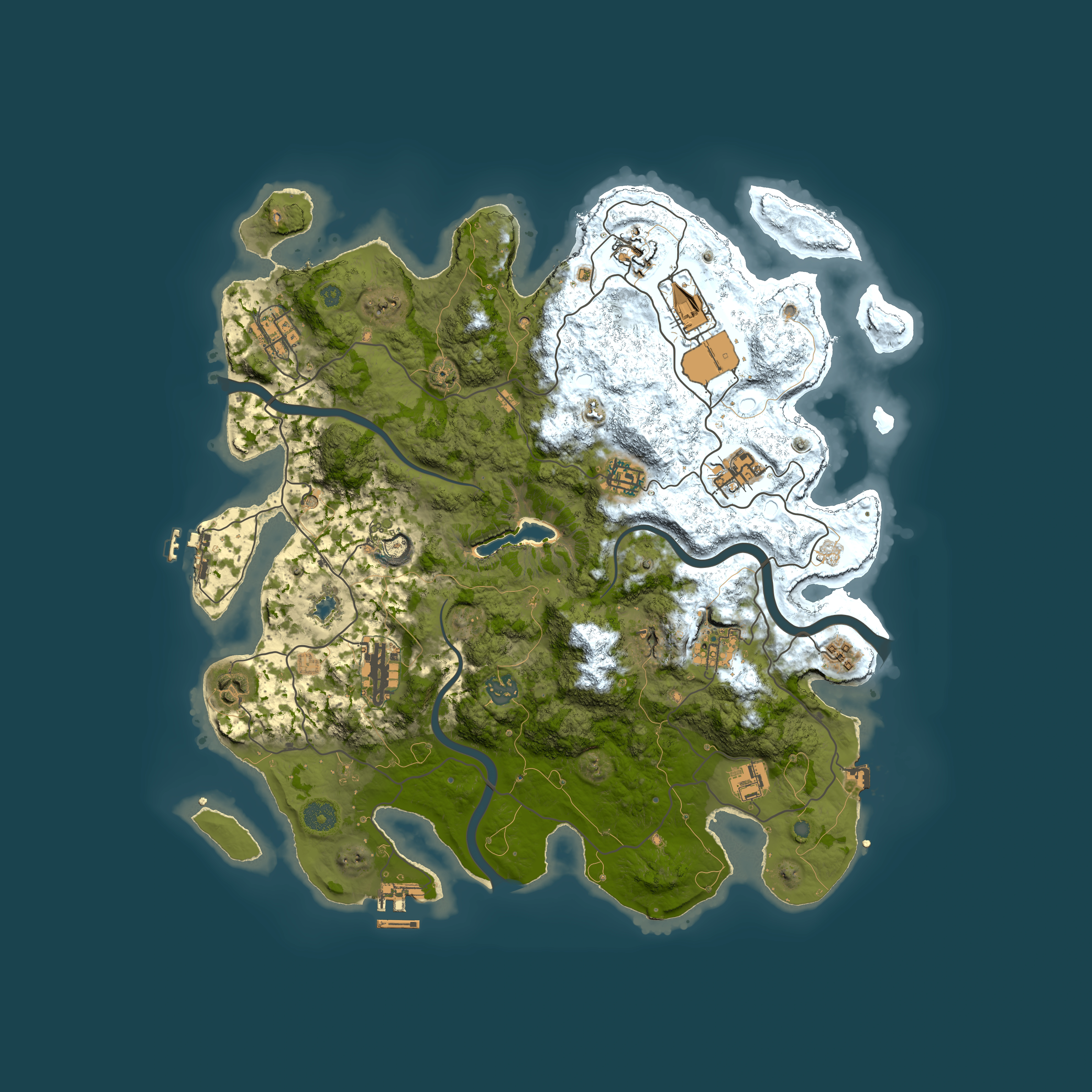 Full top-down render of Rust map seed 2119083245, 4000x4000m