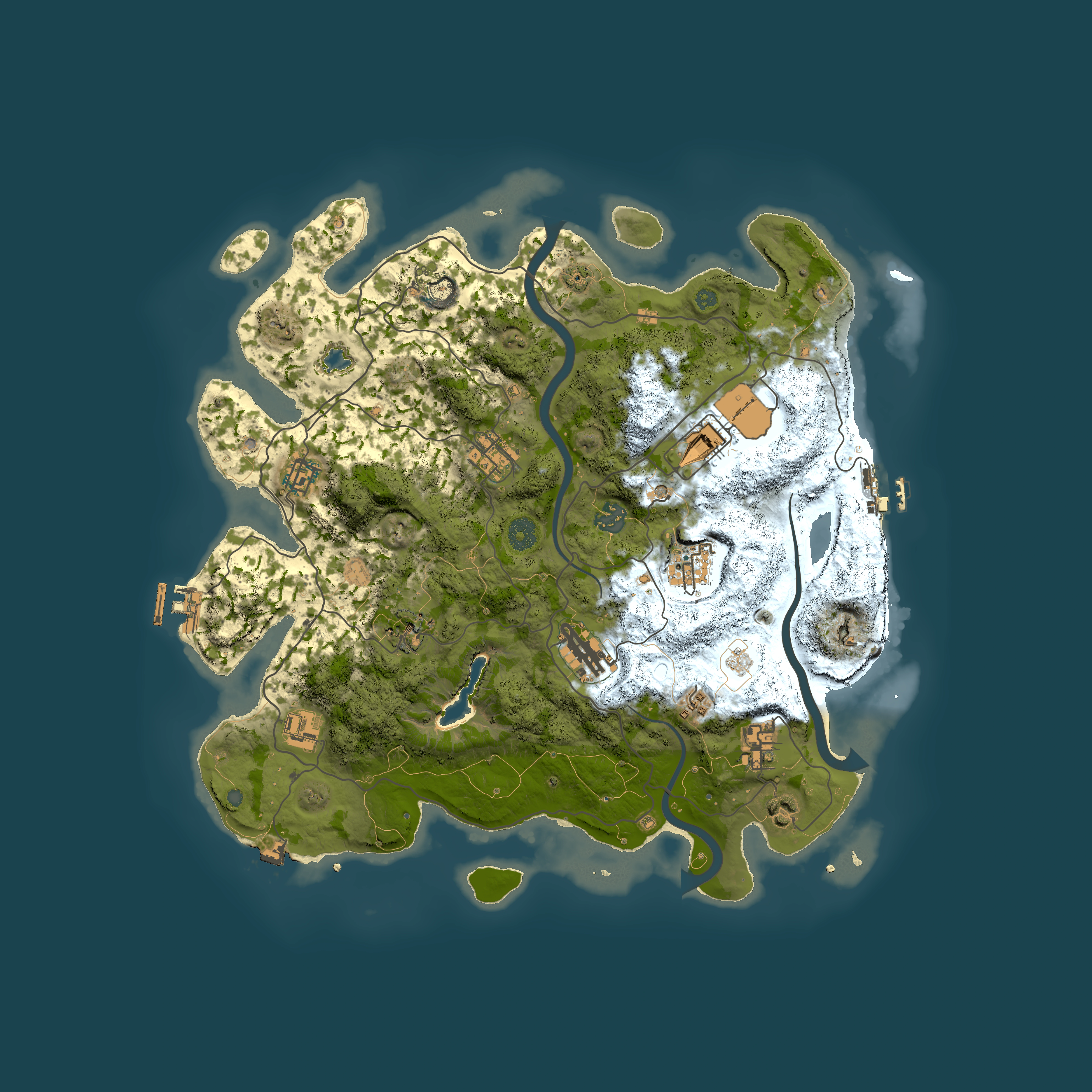 Full top-down render of Rust map seed 1659177329, 4000x4000m