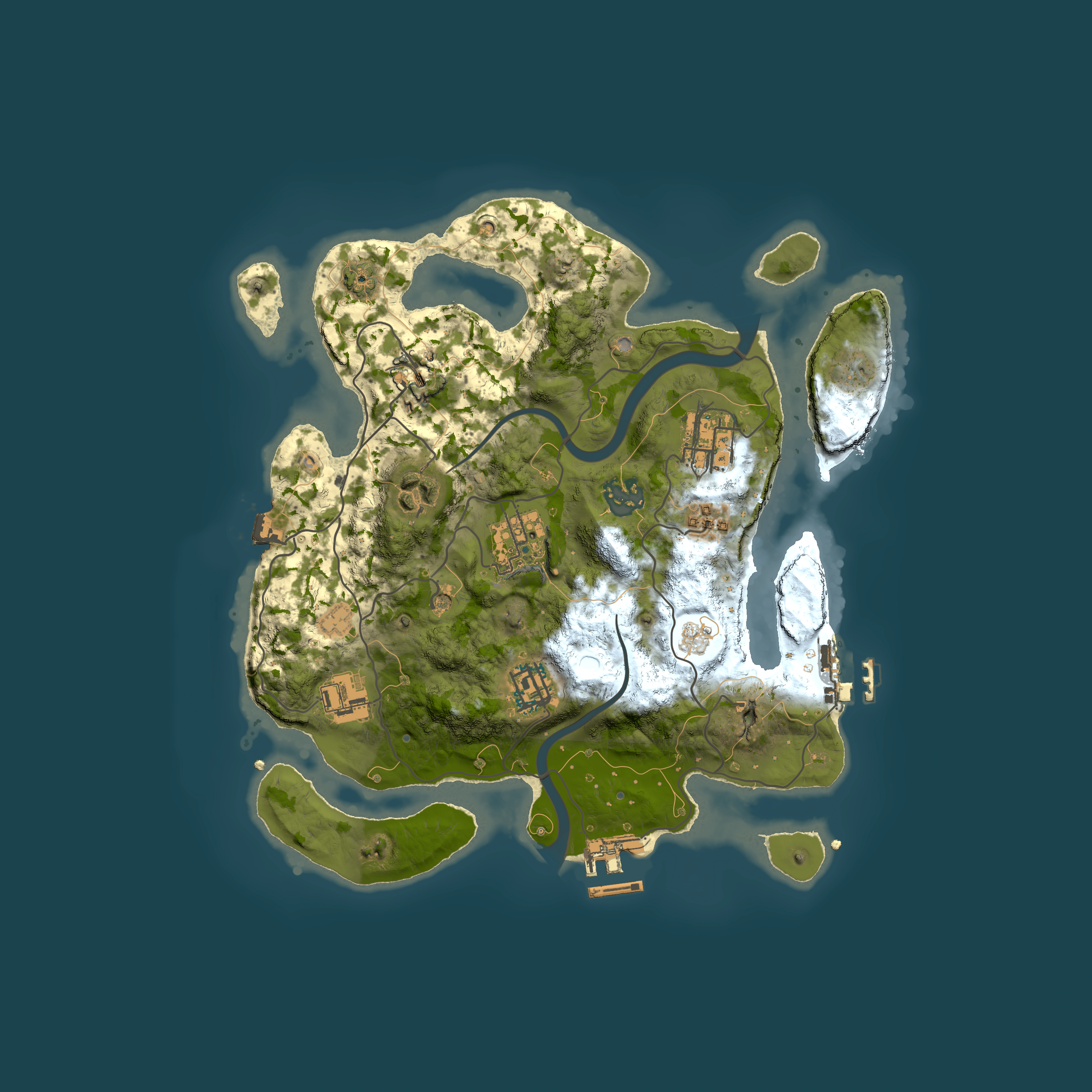 Full top-down render of Rust map seed 226499724, 3000x3000m