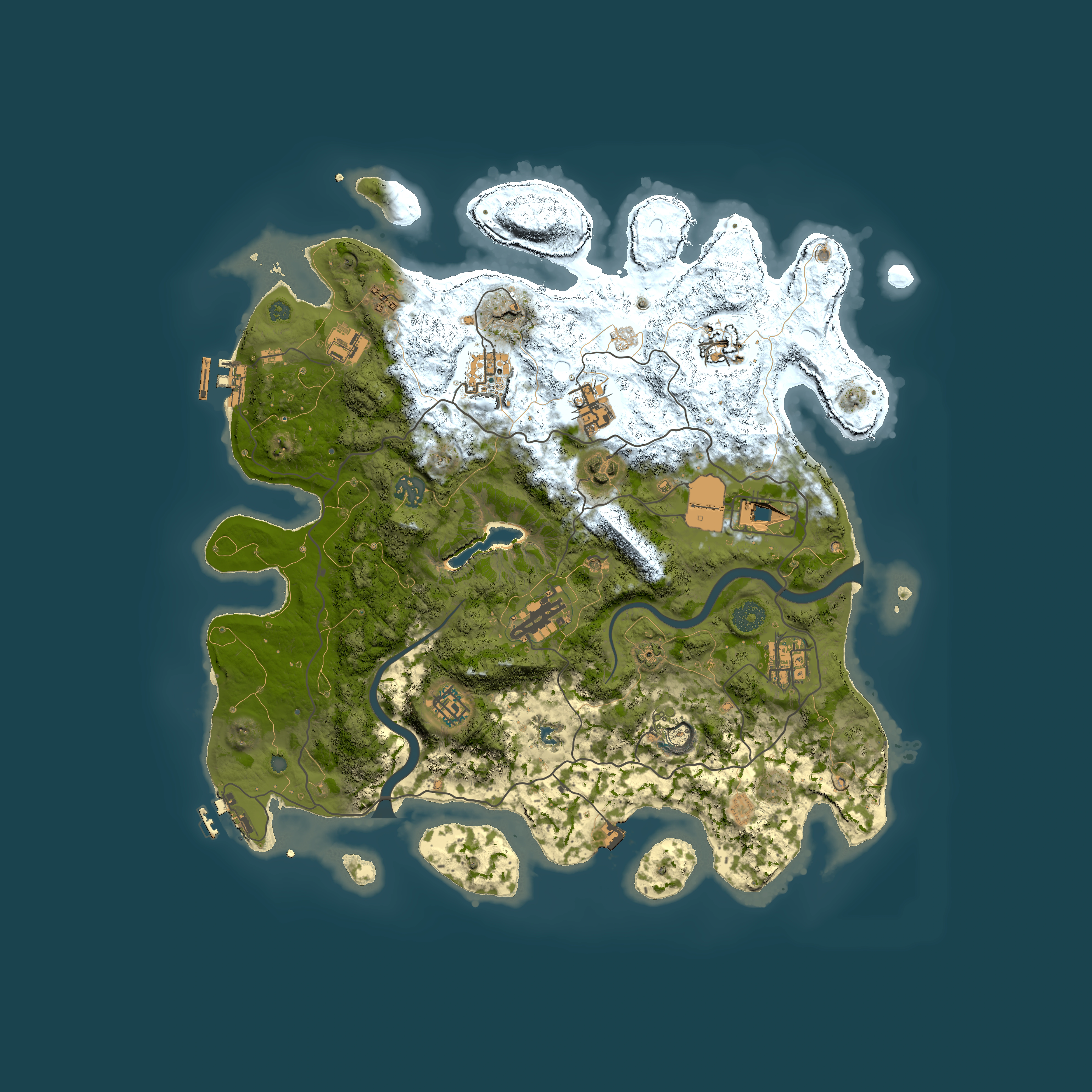 Full top-down render of Rust map seed 890309648, 4000x4000m
