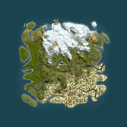 Rust map seed 0, 4250x4250m top-down preview