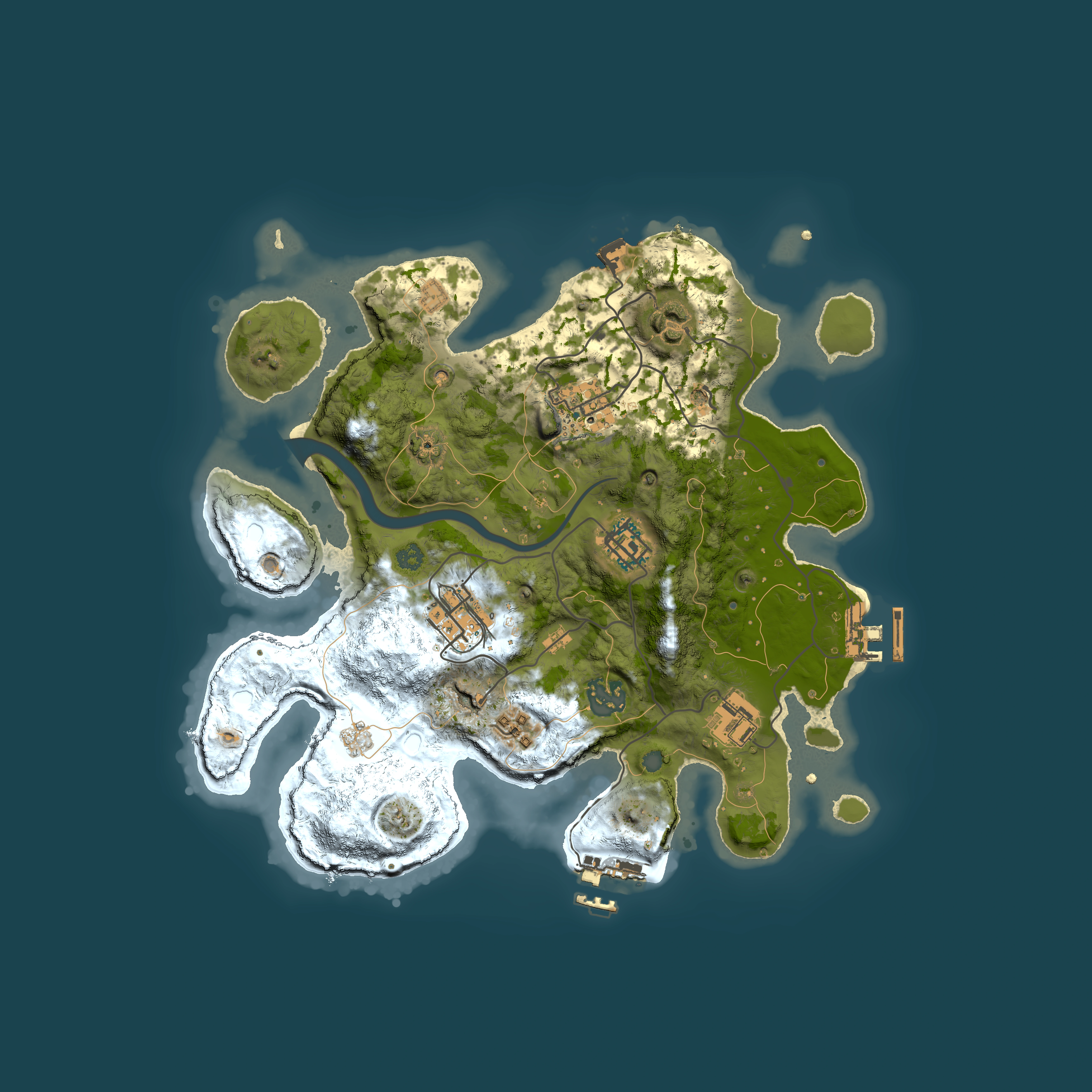 Full top-down render of Rust map seed 1717818698, 3000x3000m