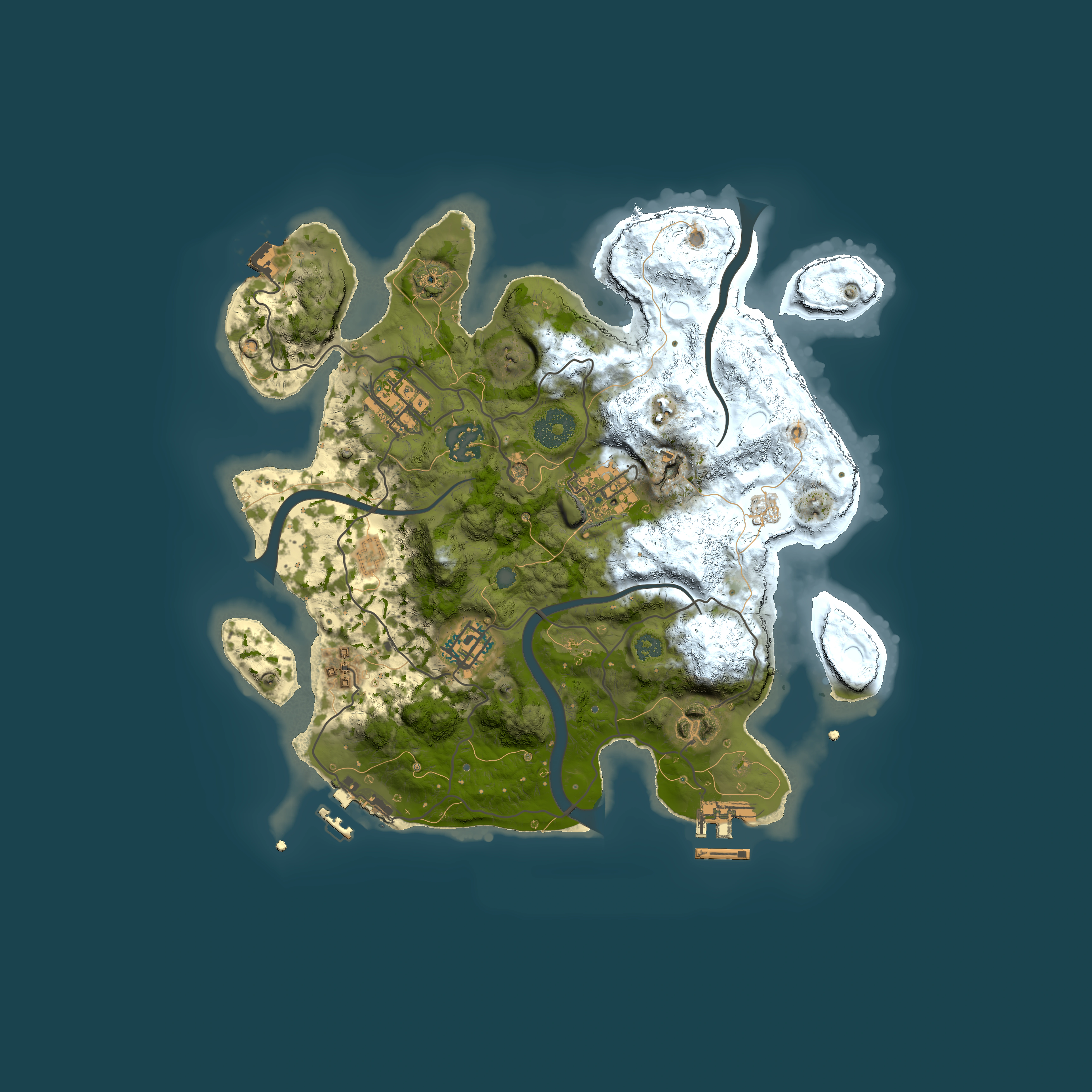 Full top-down render of Rust map seed 2142066306, 3000x3000m