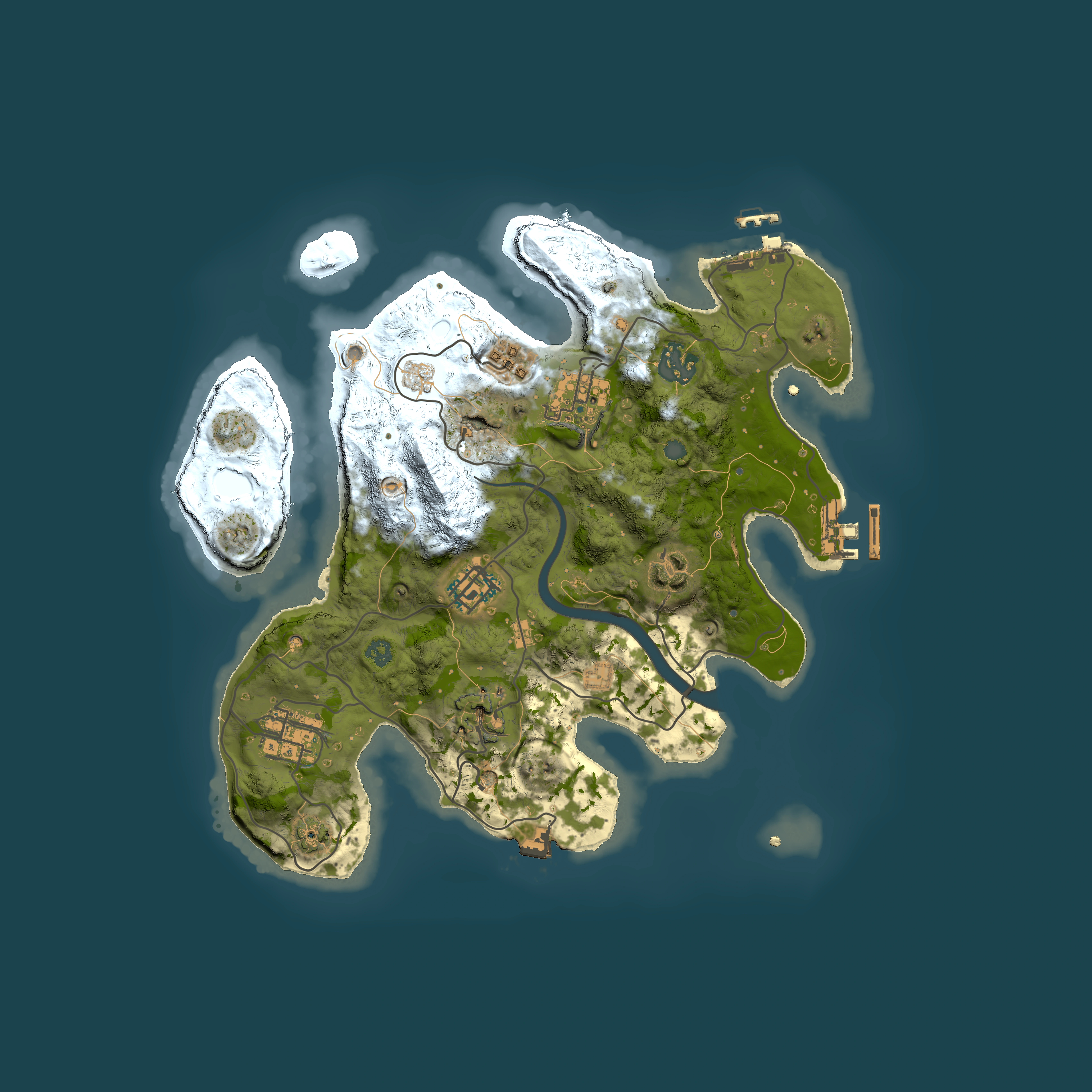 Full top-down render of Rust map seed 1589043490, 3000x3000m