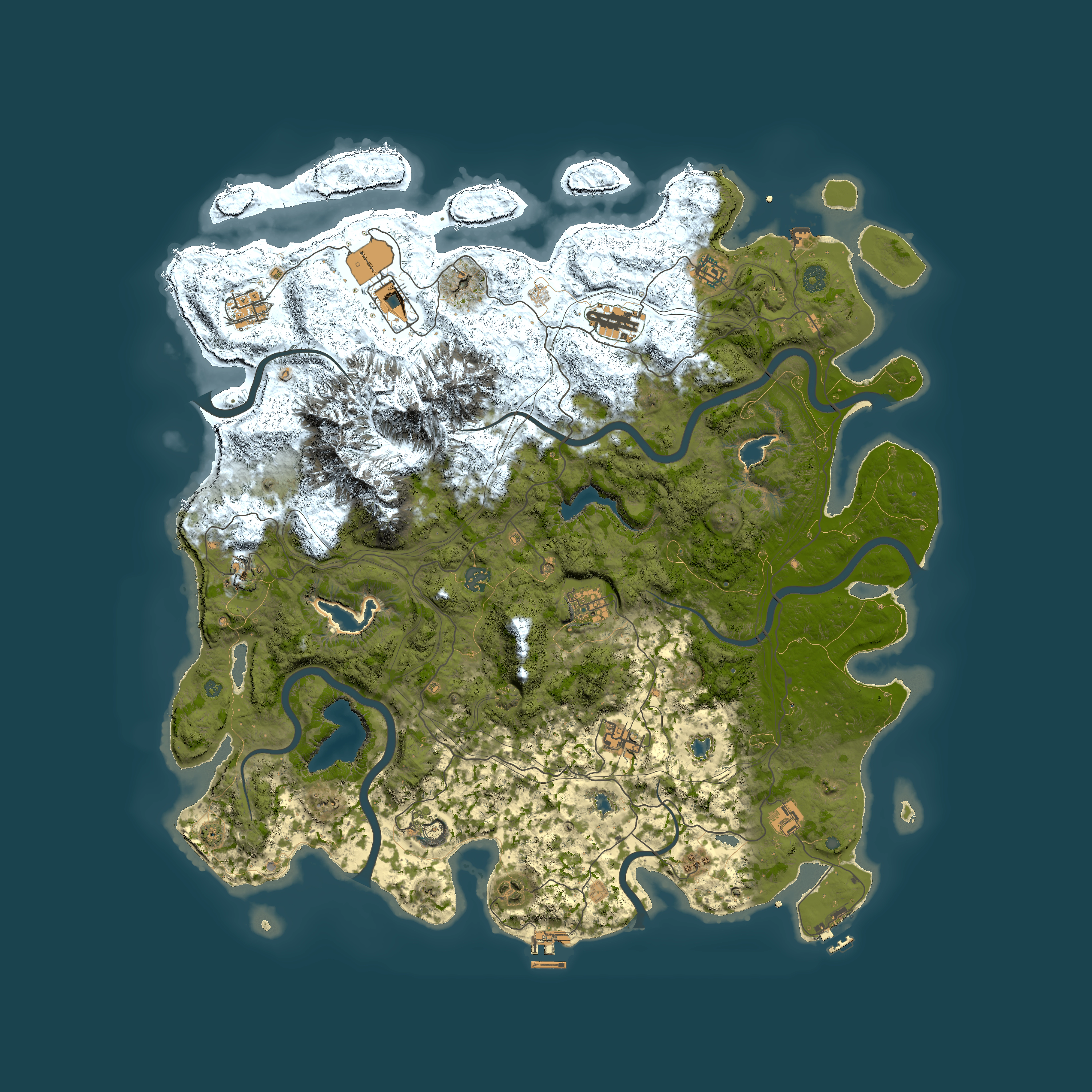 Full top-down render of Rust map seed 1666375272, 5000x5000m