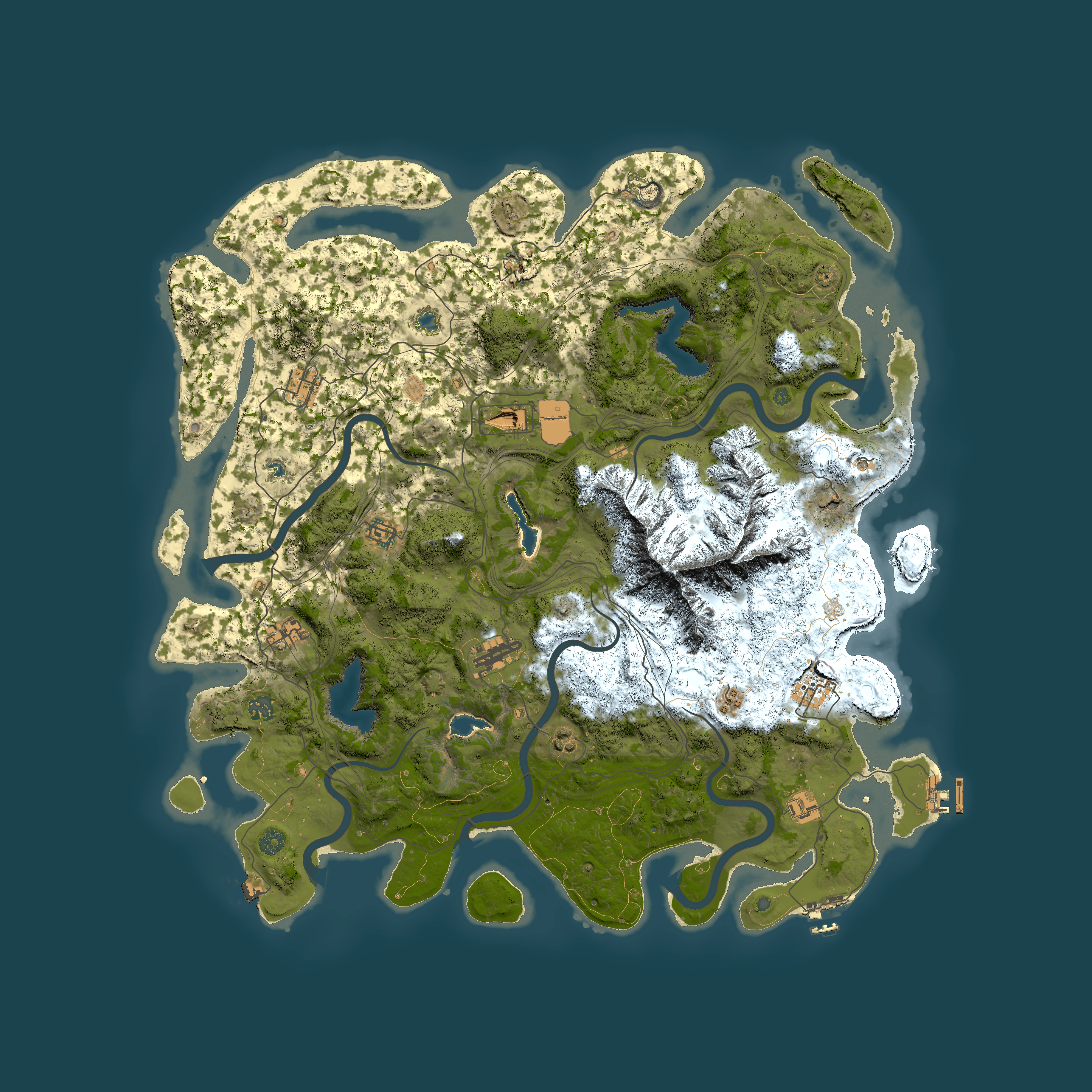 Full top-down render of Rust map seed 1110160208, 5000x5000m