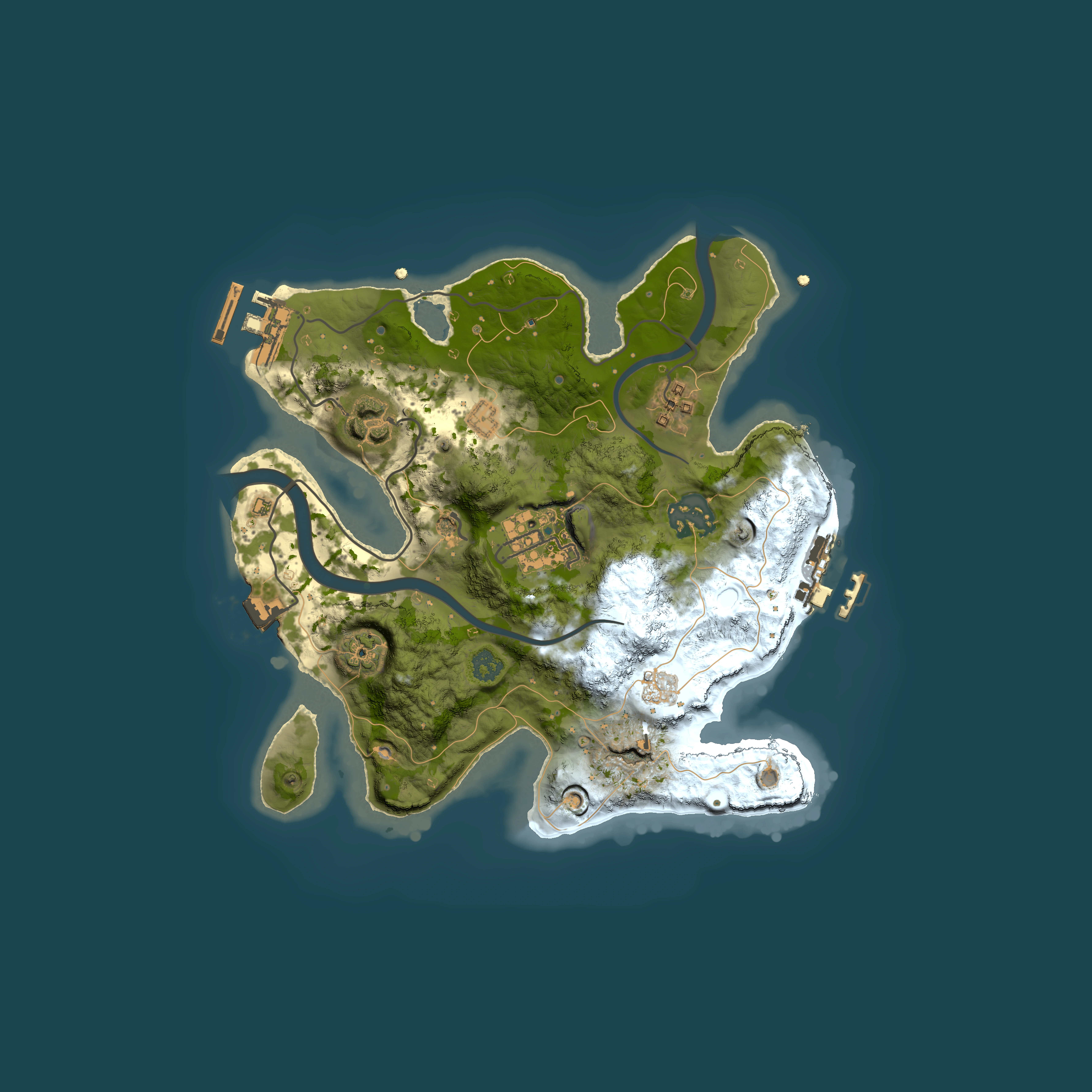 Full top-down render of Rust map seed 838323254, 2500x2500m
