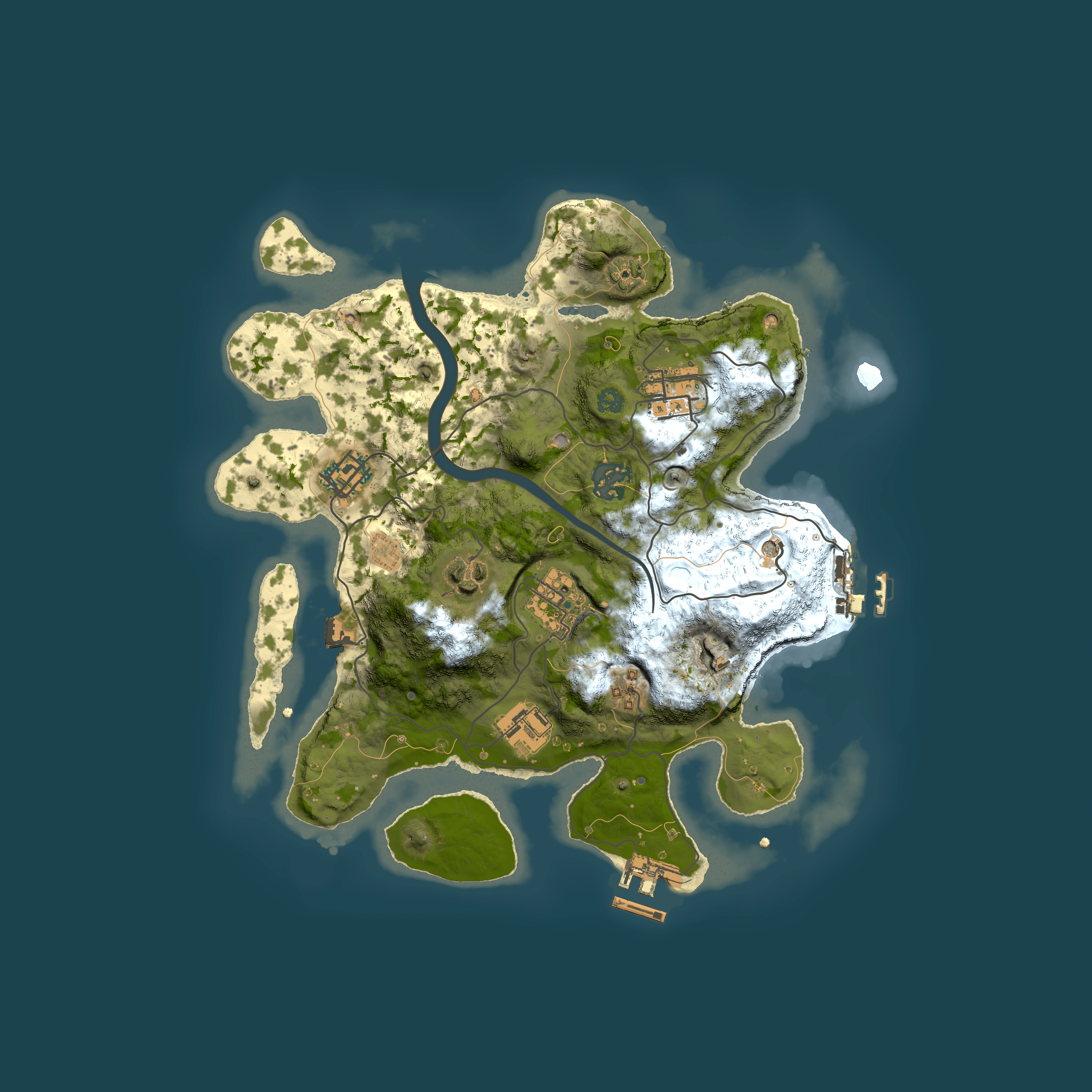 Full top-down render of Rust map seed 477138150, 3000x3000m