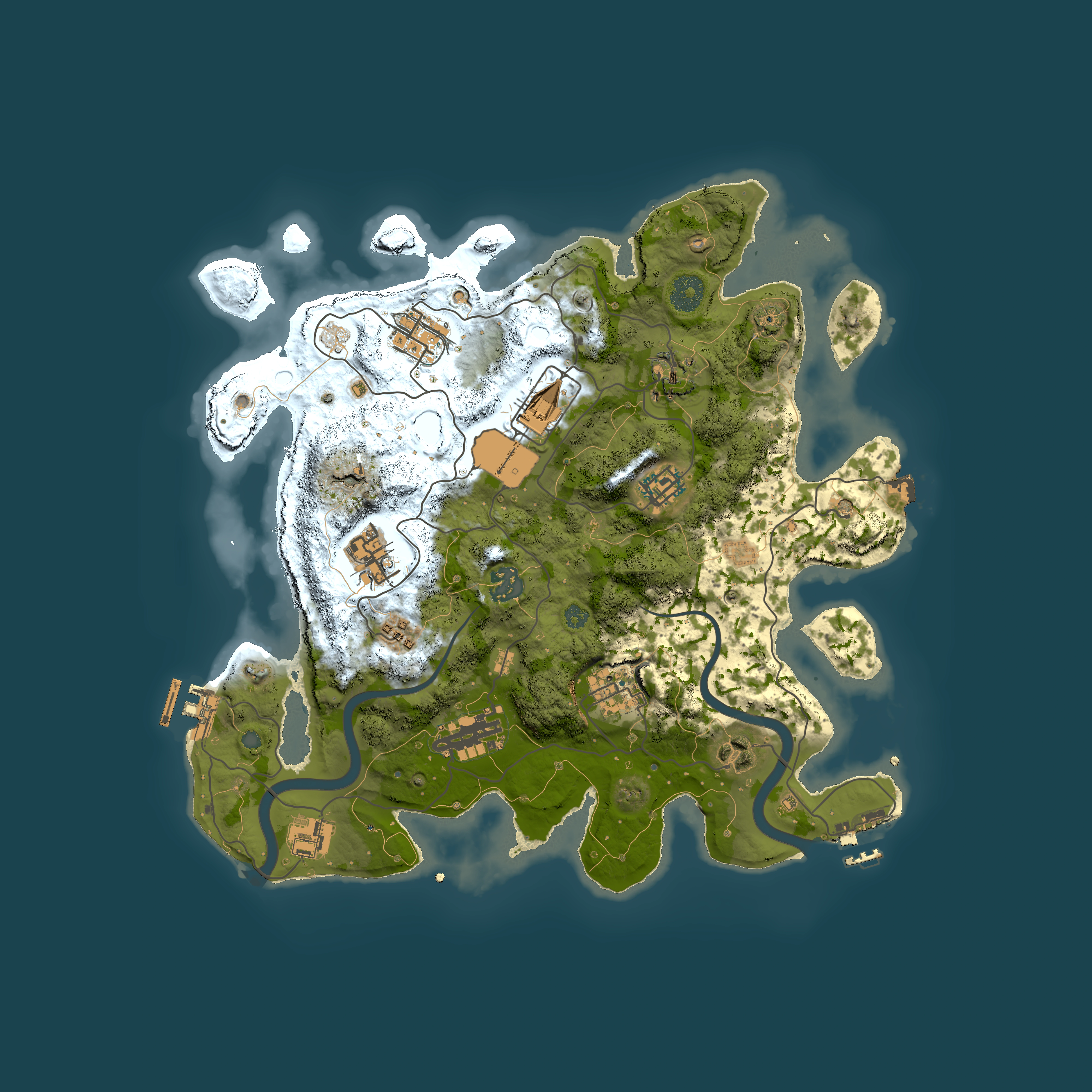 Full top-down render of Rust map seed 1509378861, 3500x3500m