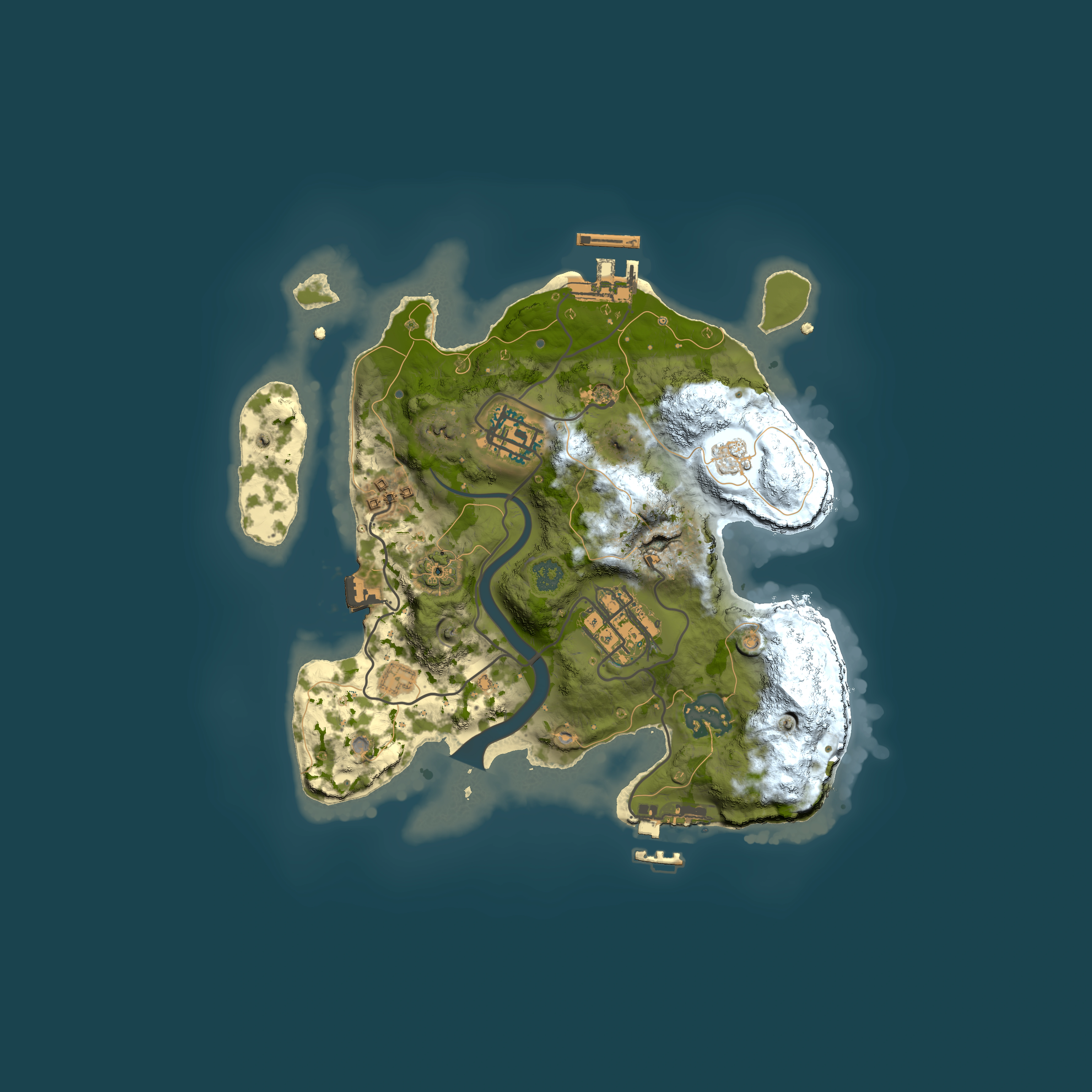 Full top-down render of Rust map seed 707767813, 2500x2500m