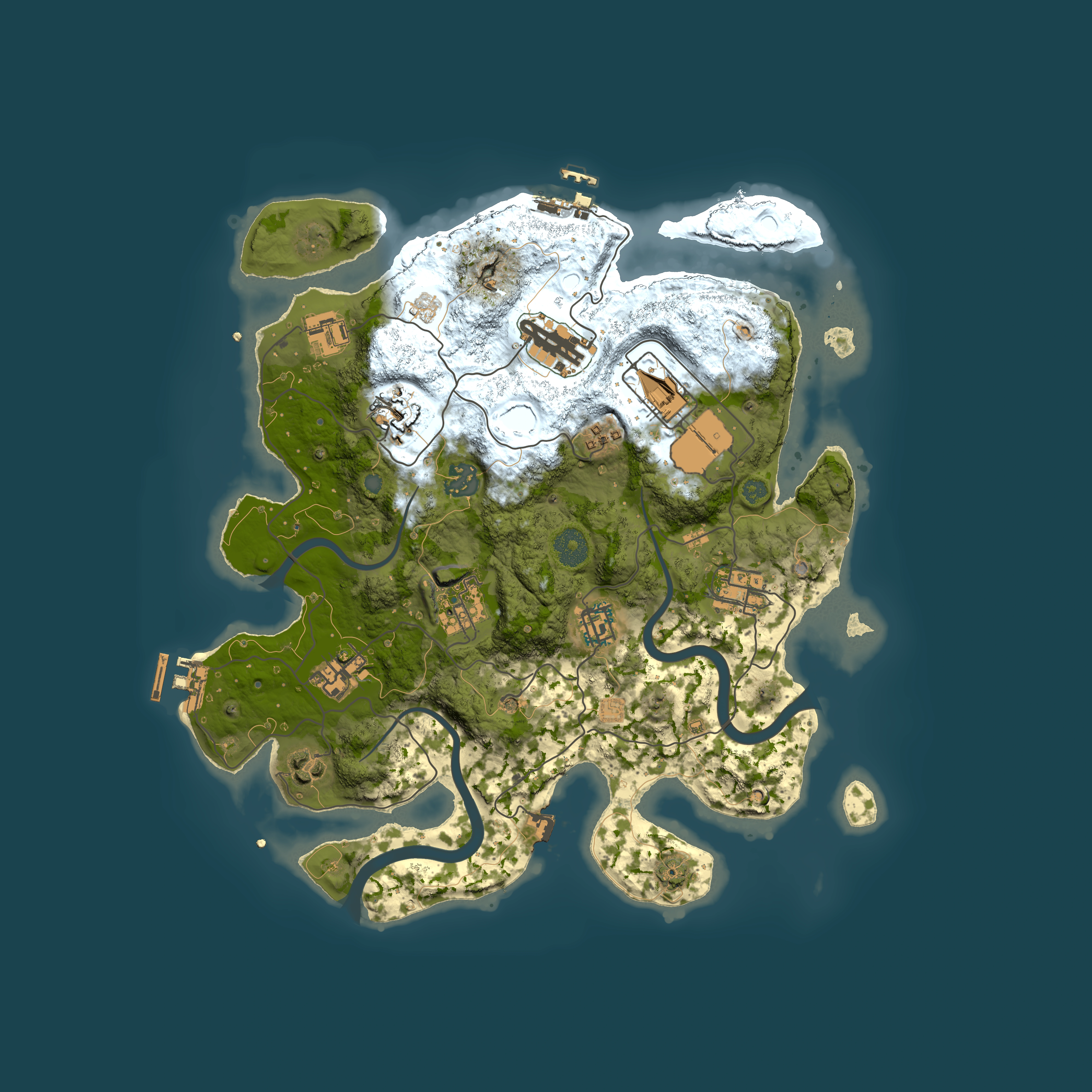 Full top-down render of Rust map seed 164988717, 3500x3500m