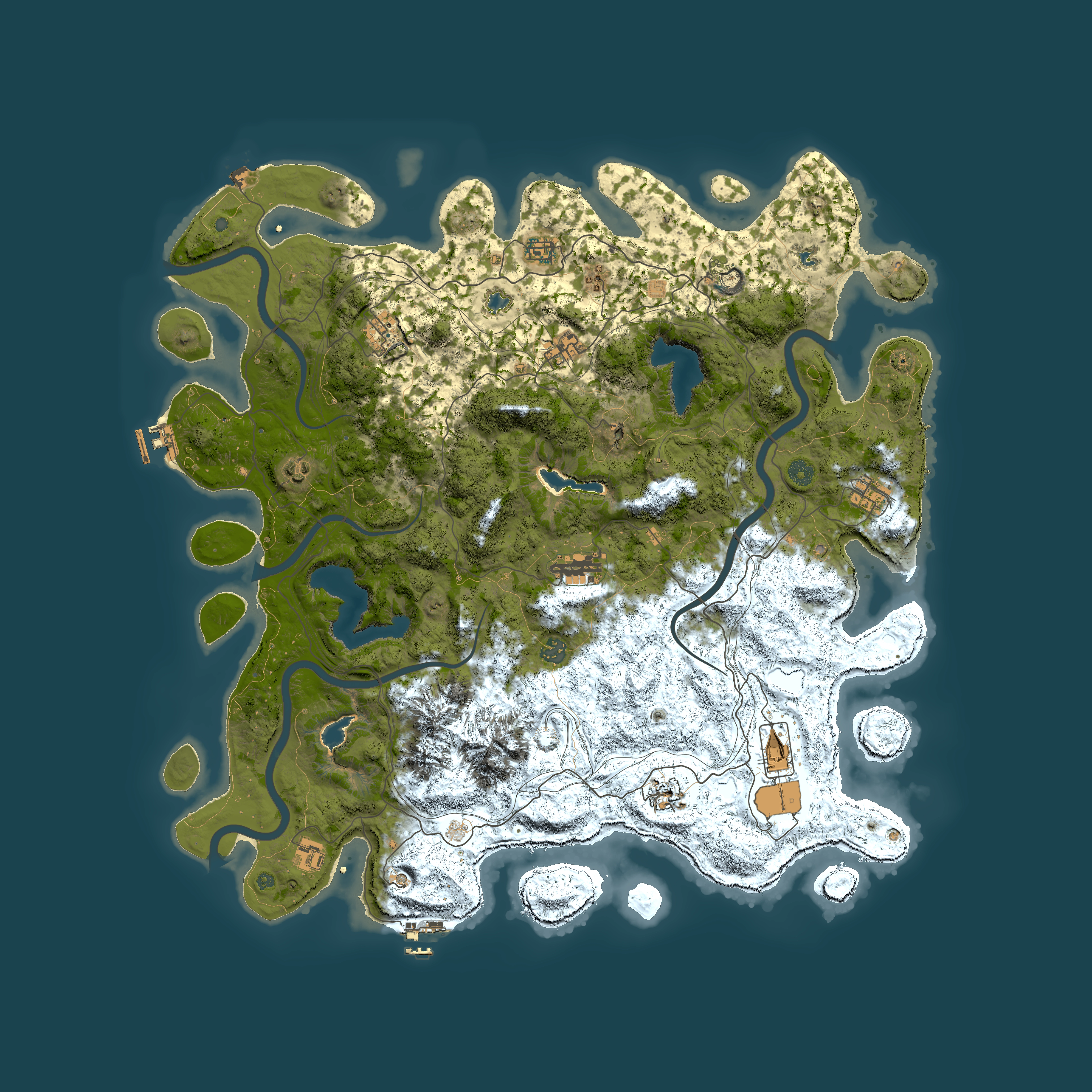 Full top-down render of Rust map seed 970533445, 5000x5000m